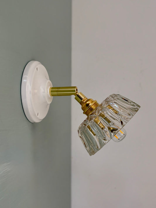 Applique abat-jour vintage en verre transparent -collection vaisselle