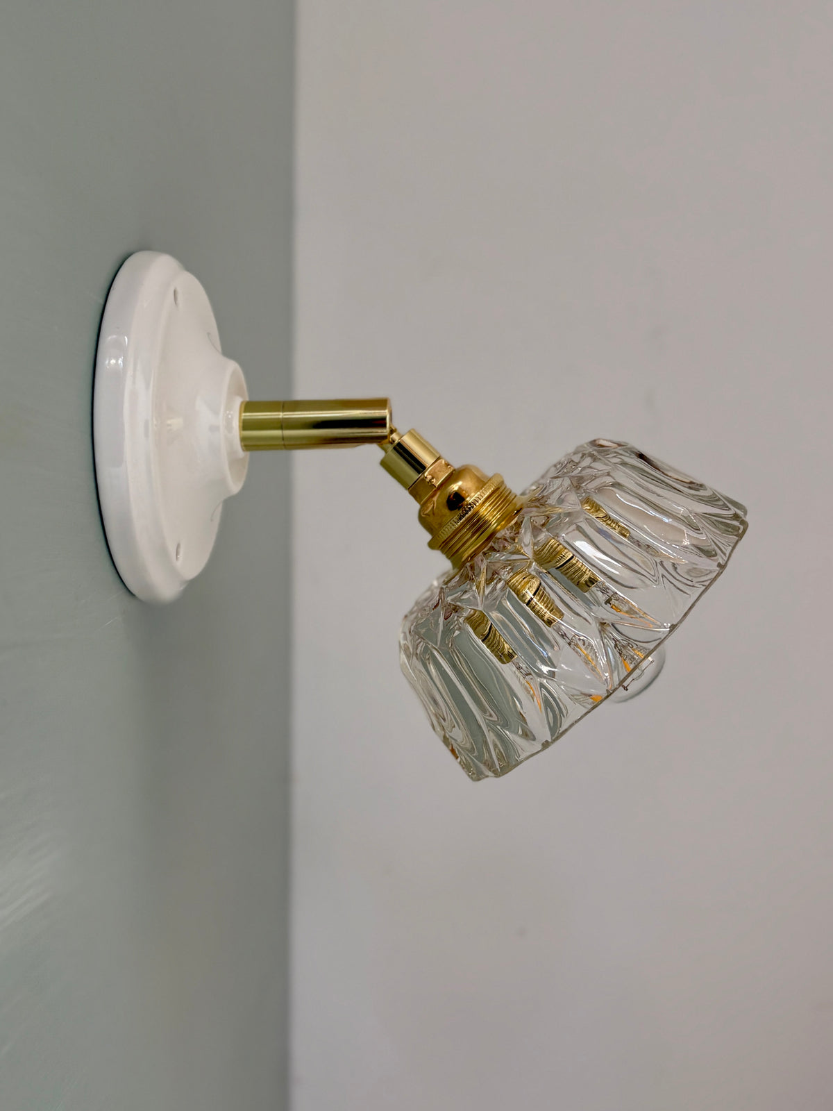 Applique abat-jour vintage en verre transparent -collection vaisselle