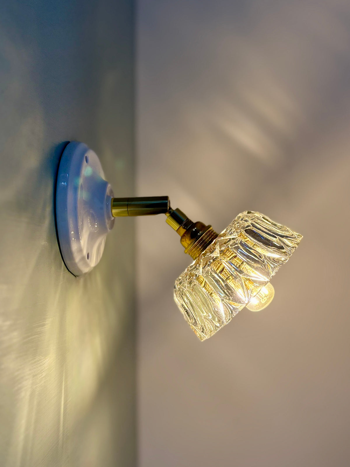 Applique abat-jour vintage en verre transparent -collection vaisselle