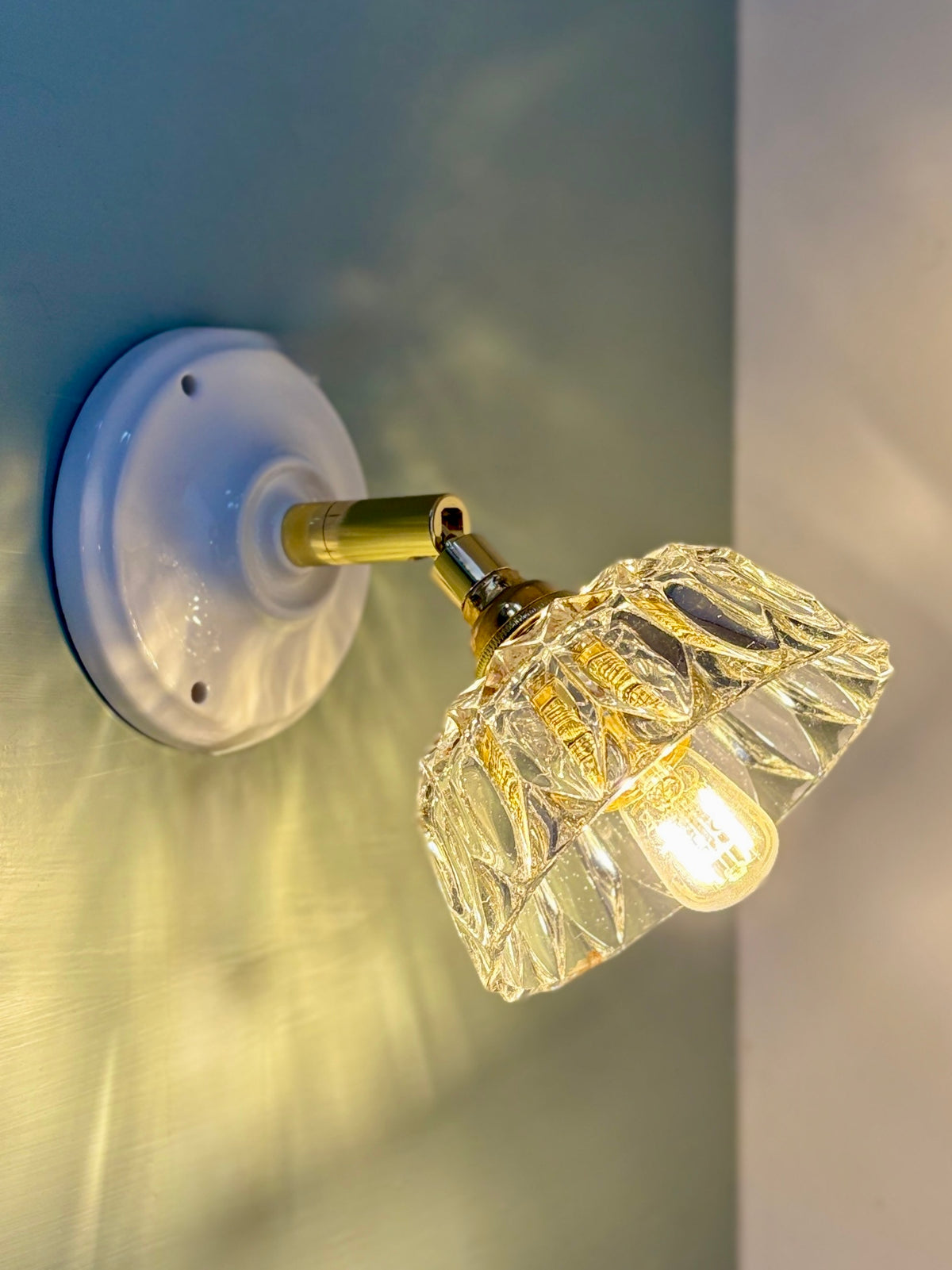 Applique abat-jour vintage en verre transparent -collection vaisselle