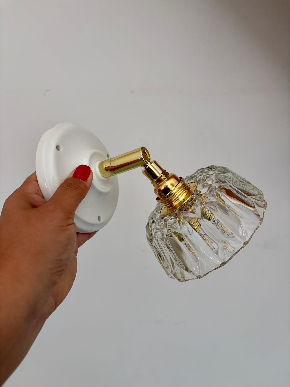 Applique abat-jour vintage en verre transparent -collection vaisselle