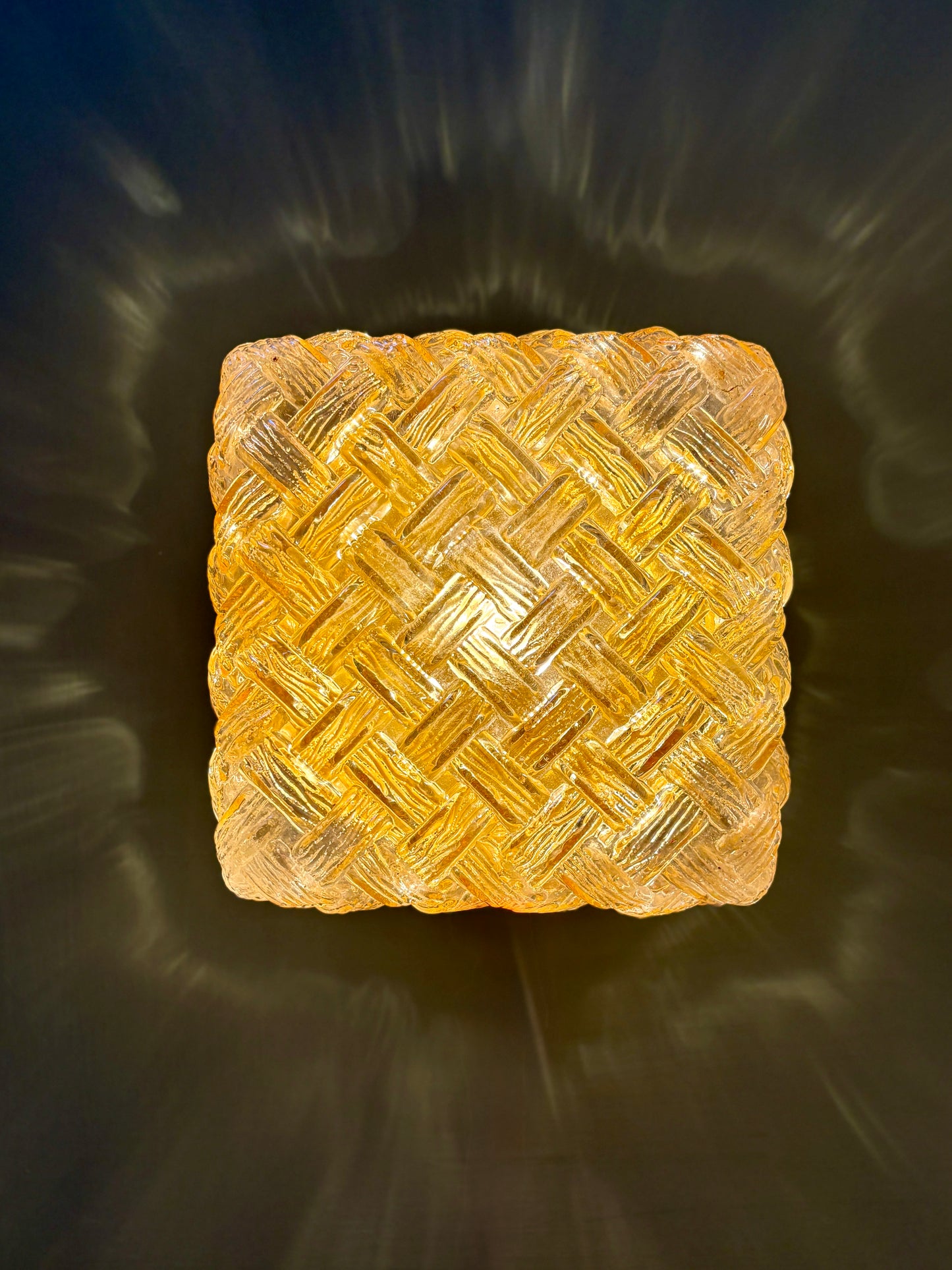 Applique ou plafonnier globe vintage en verre ambré