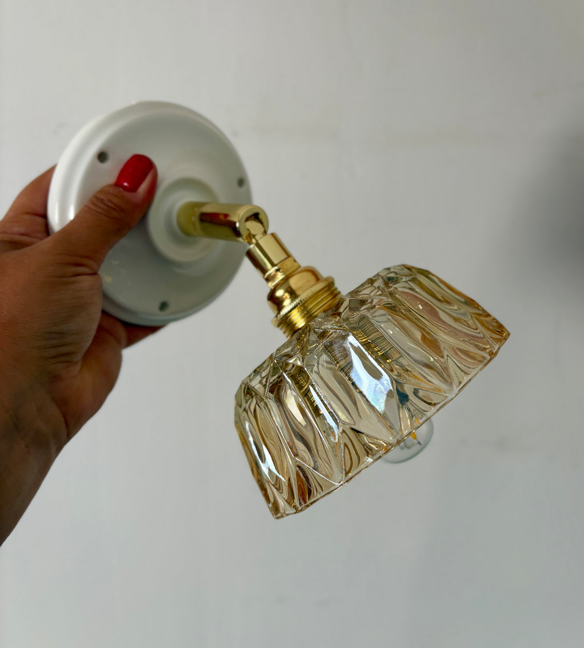 Applique abat-jour vintage en verre ambré -collection vaisselle