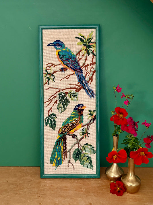 Canevas vintage décors d'oiseaux