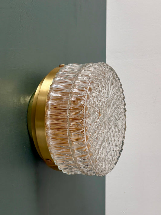 Applique ou plafonnier globe vintage en verre moulé (PT2)