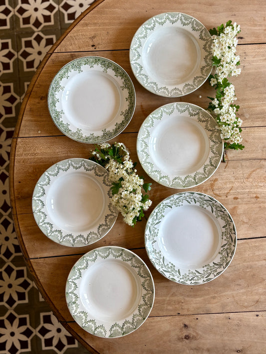Lot de 6 assiettes vintage en terre de fer dépareillées