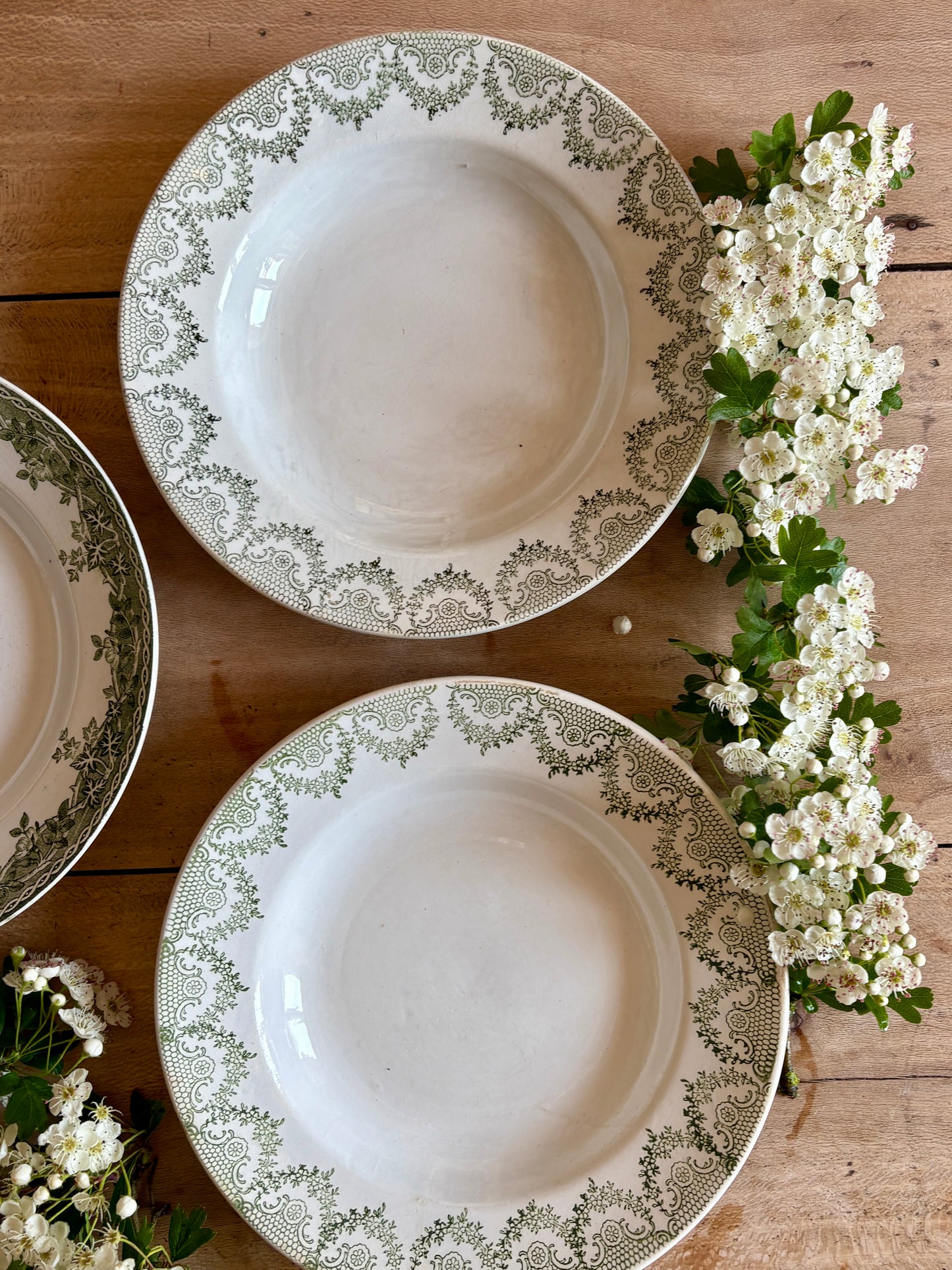 Lot de 6 assiettes vintage en terre de fer dépareillées