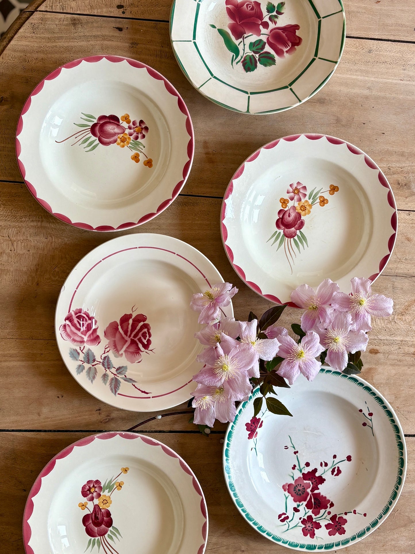 Lot de 6 assiettes creuses vintage dépareillées