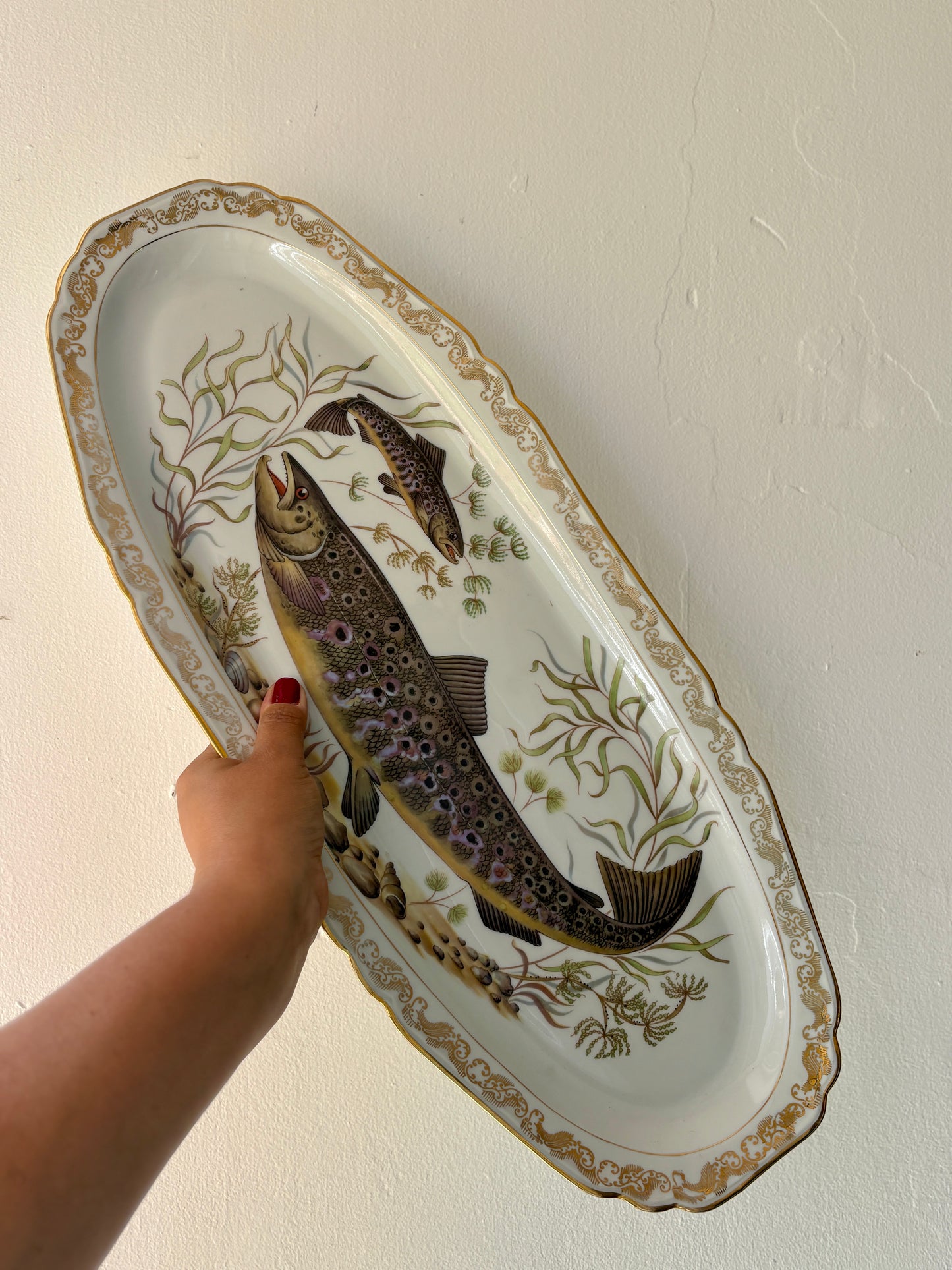 Service de table à poisson vintage en porcelaine