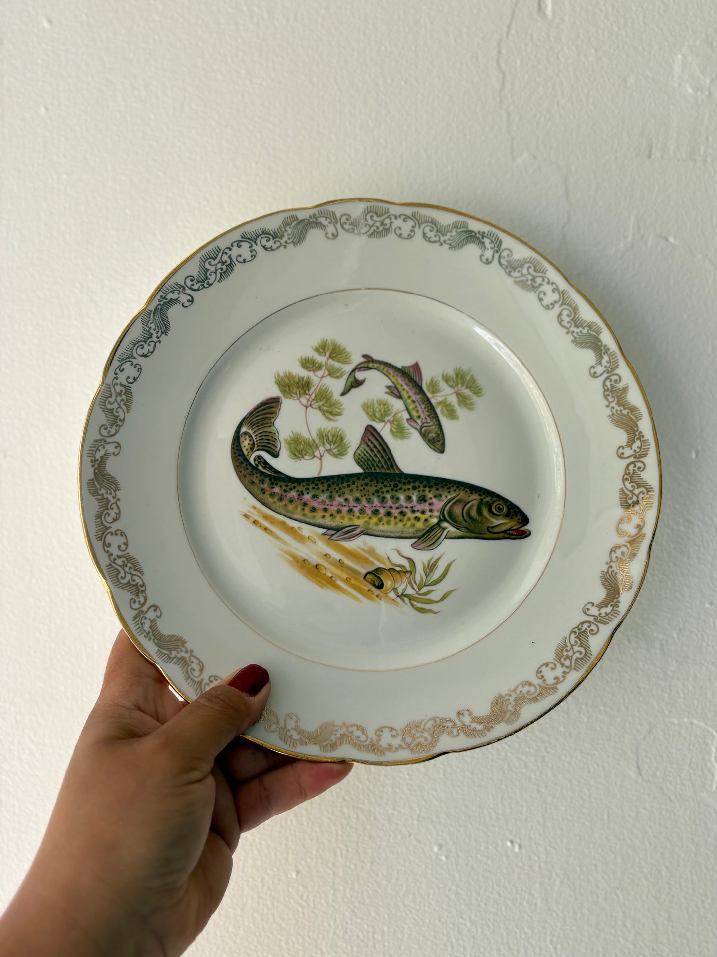 Service de table à poisson vintage en porcelaine