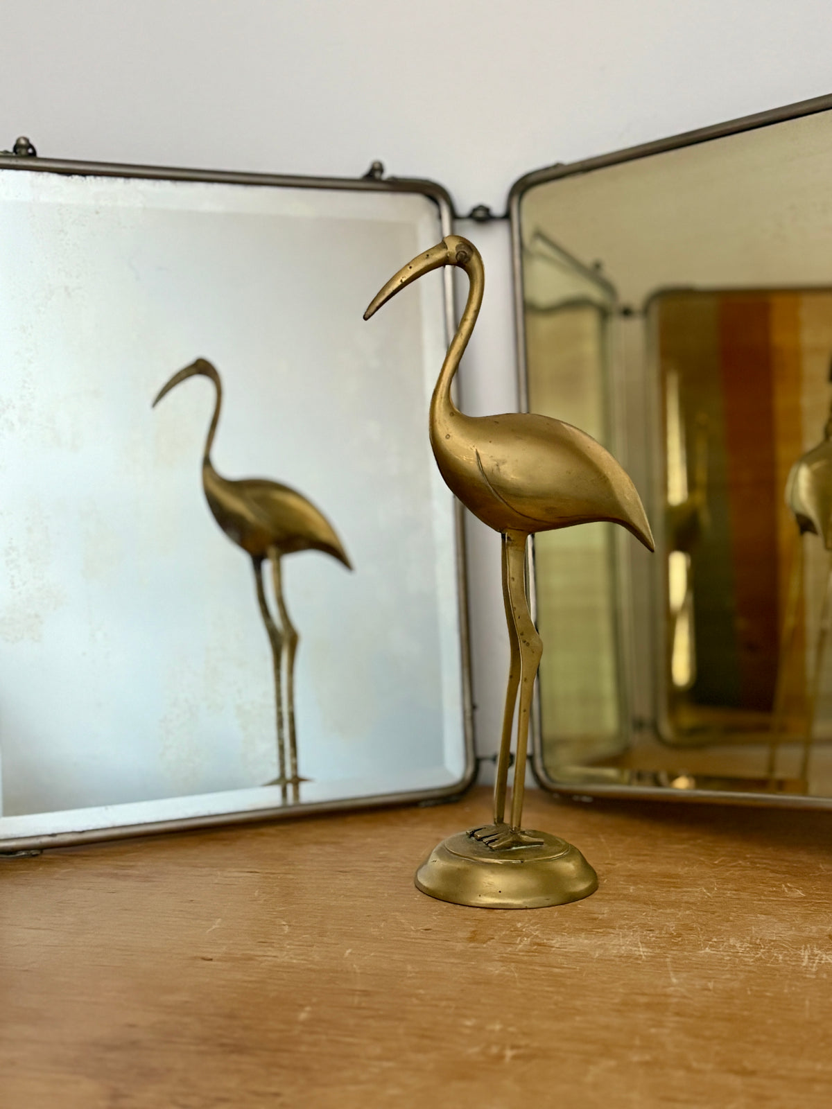 Ancien miroir triptyque de barbier