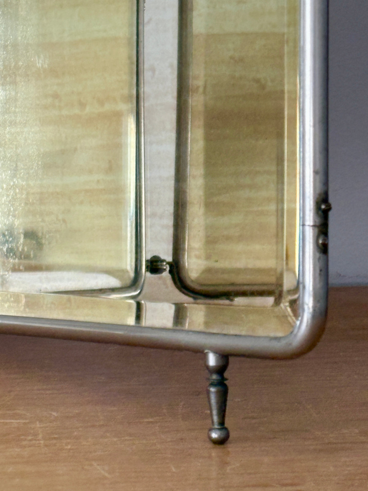 Ancien miroir triptyque de barbier