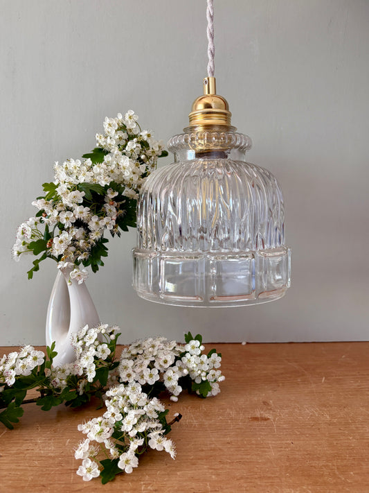 Suspension globe vintage en verre