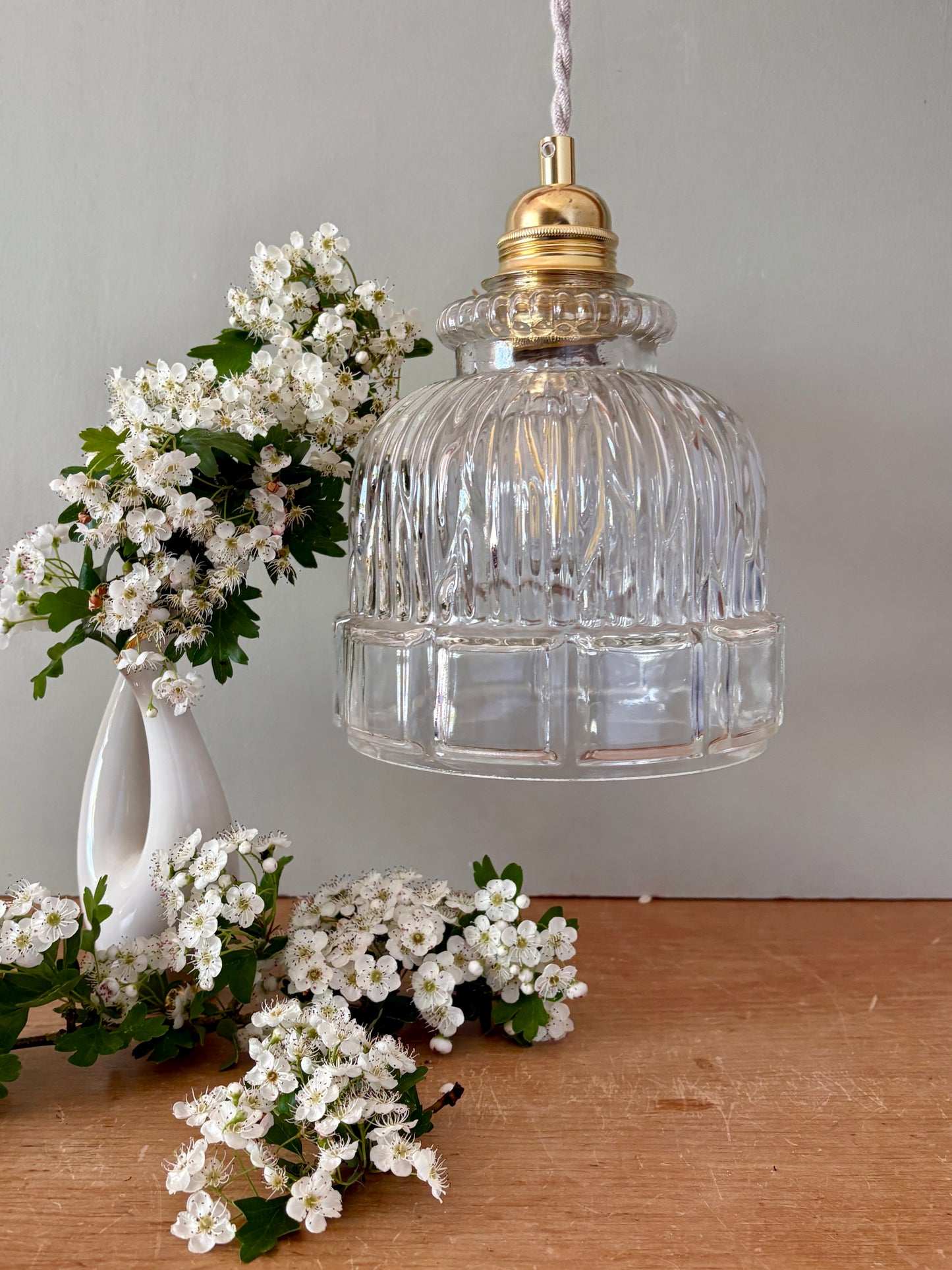 Suspension globe vintage en verre