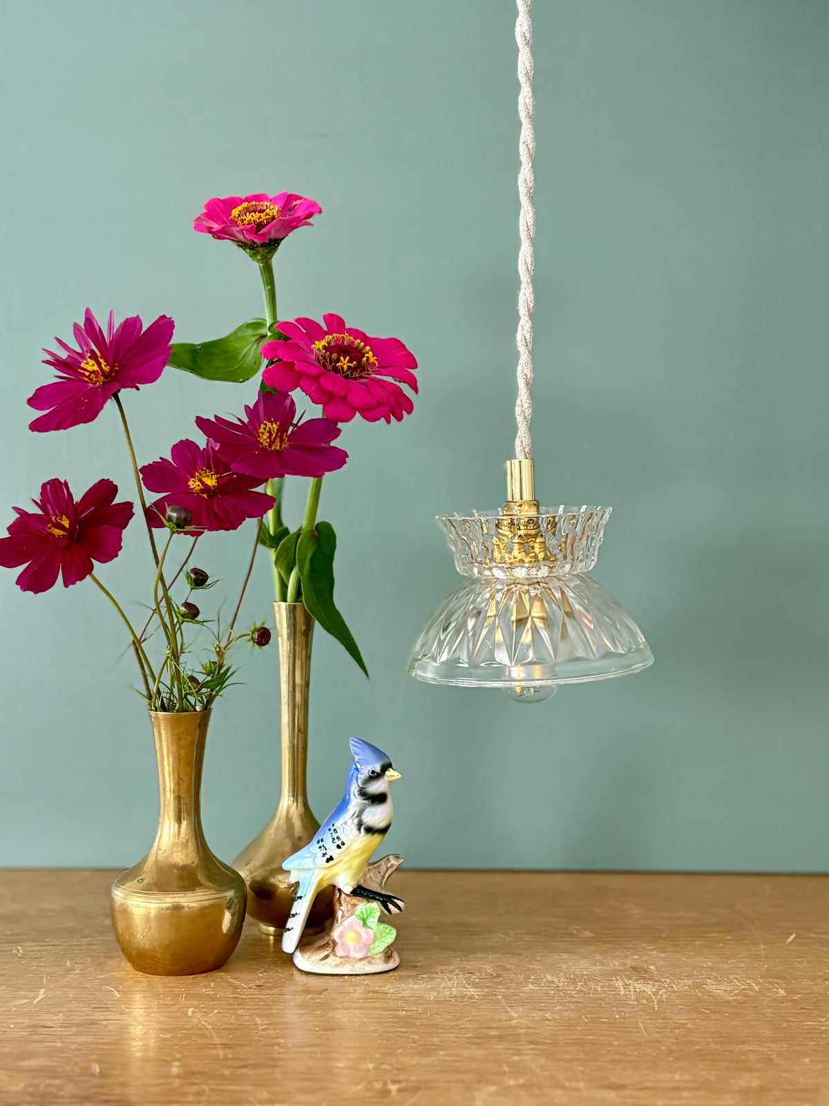 Suspension abat-jour vintage en verre - collection vaisselle (UD1)