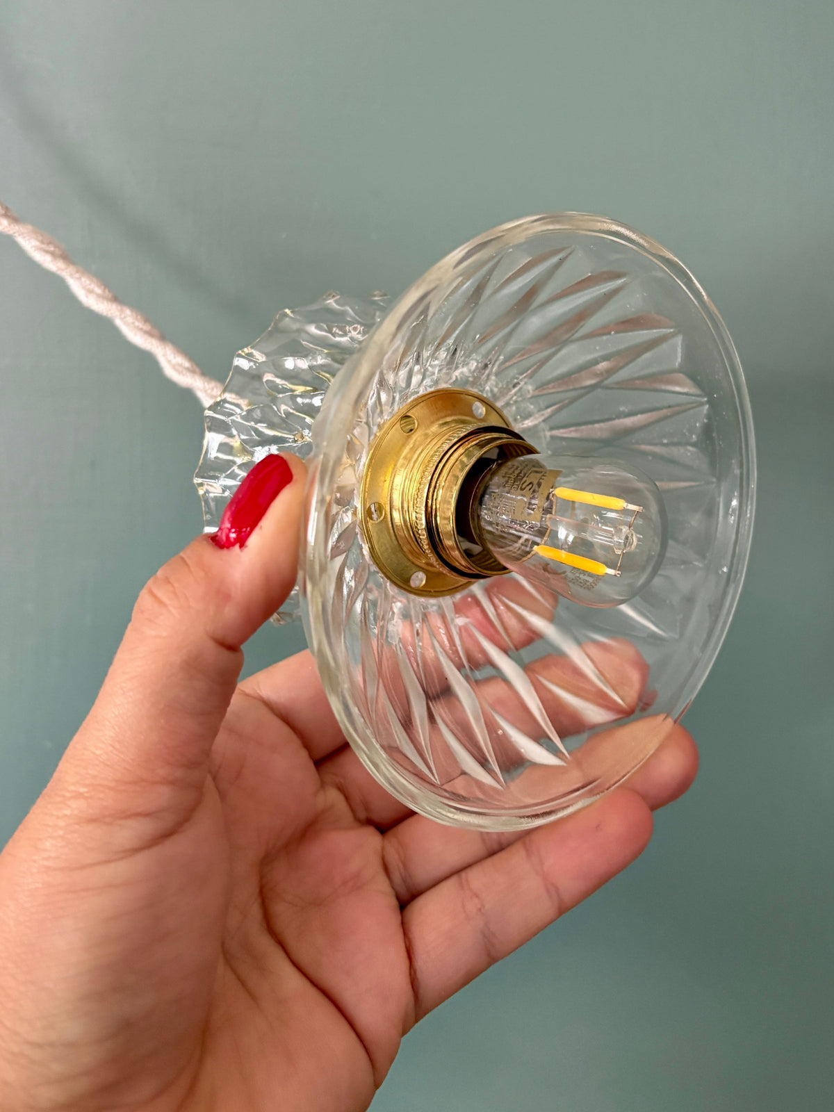 Suspension abat-jour vintage en verre - collection vaisselle (UD1)