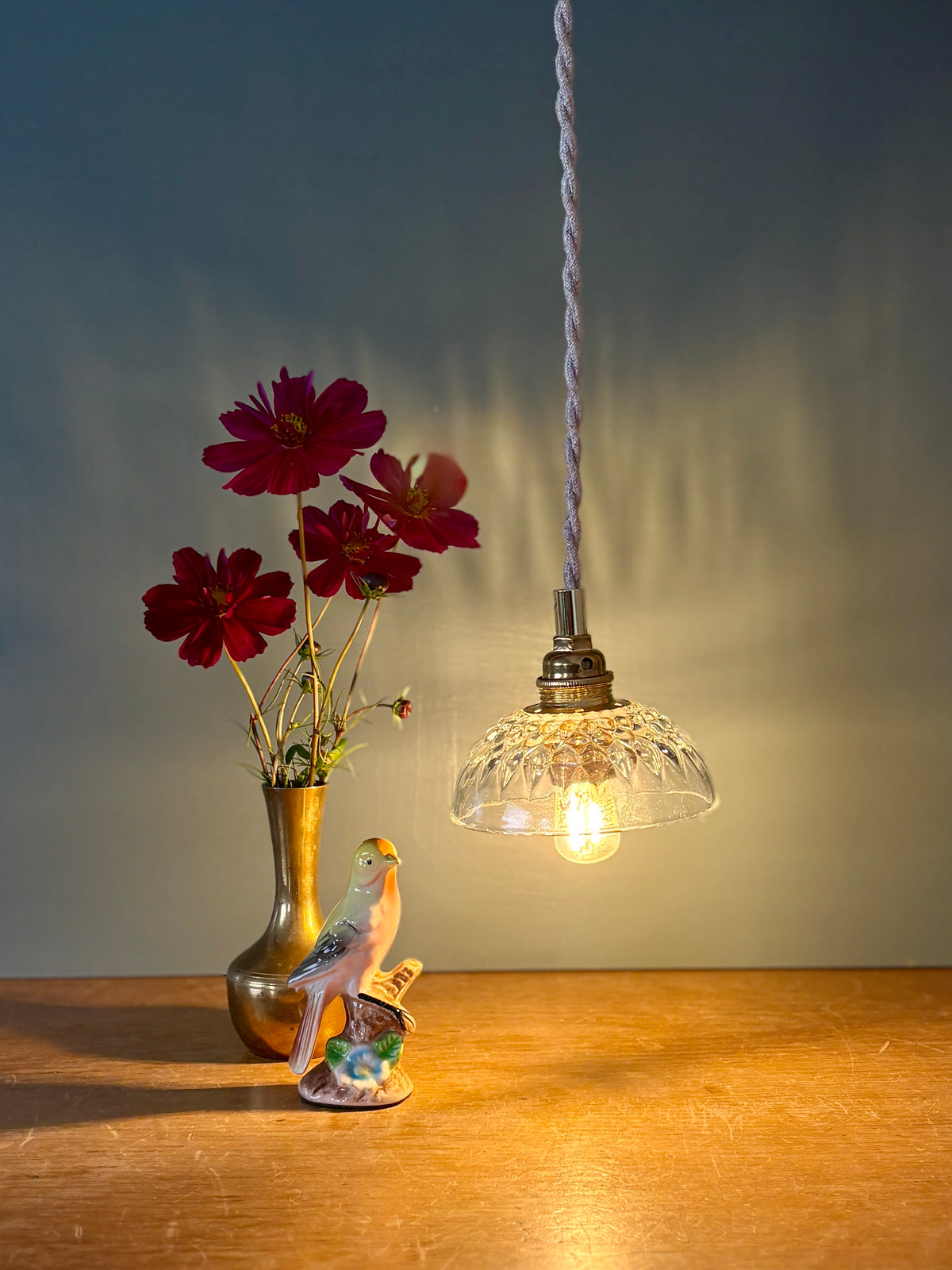 Suspension abat-jour vintage en verre - collection vaisselle