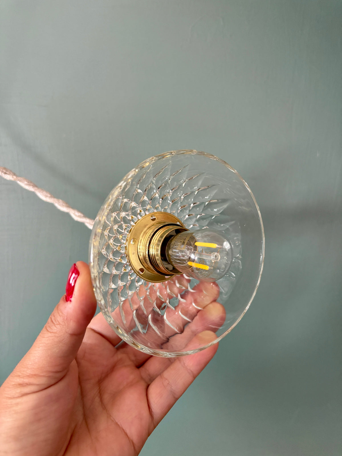 Suspension abat-jour vintage en verre - collection vaisselle