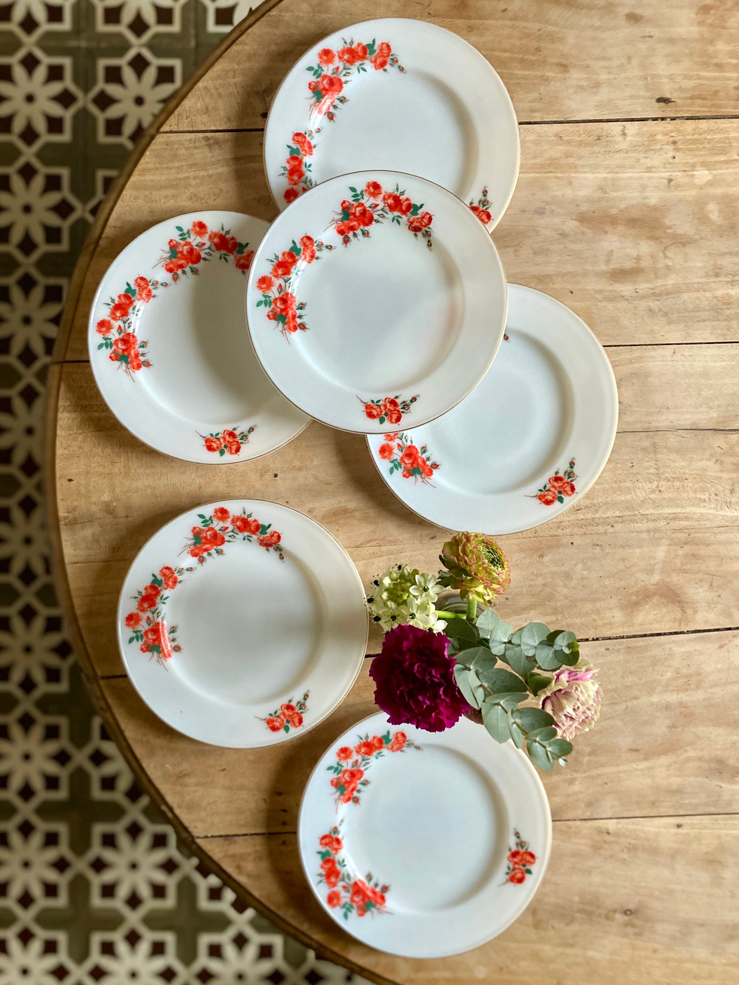 Lot de 6 assiettes à dessert vintage en pyrex