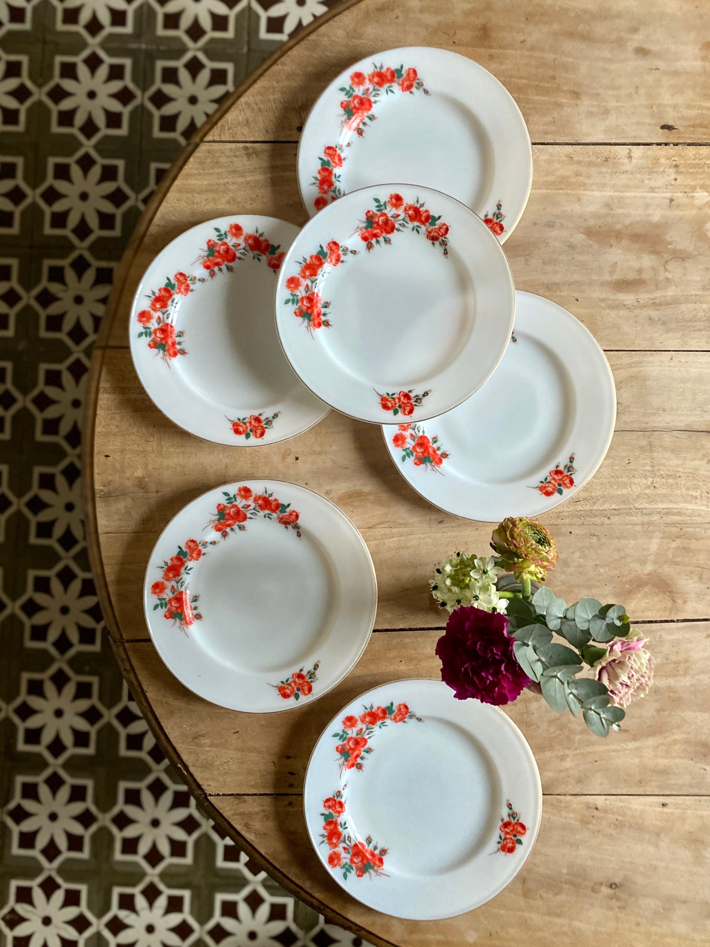 Lot de 6 assiettes à dessert vintage en pyrex