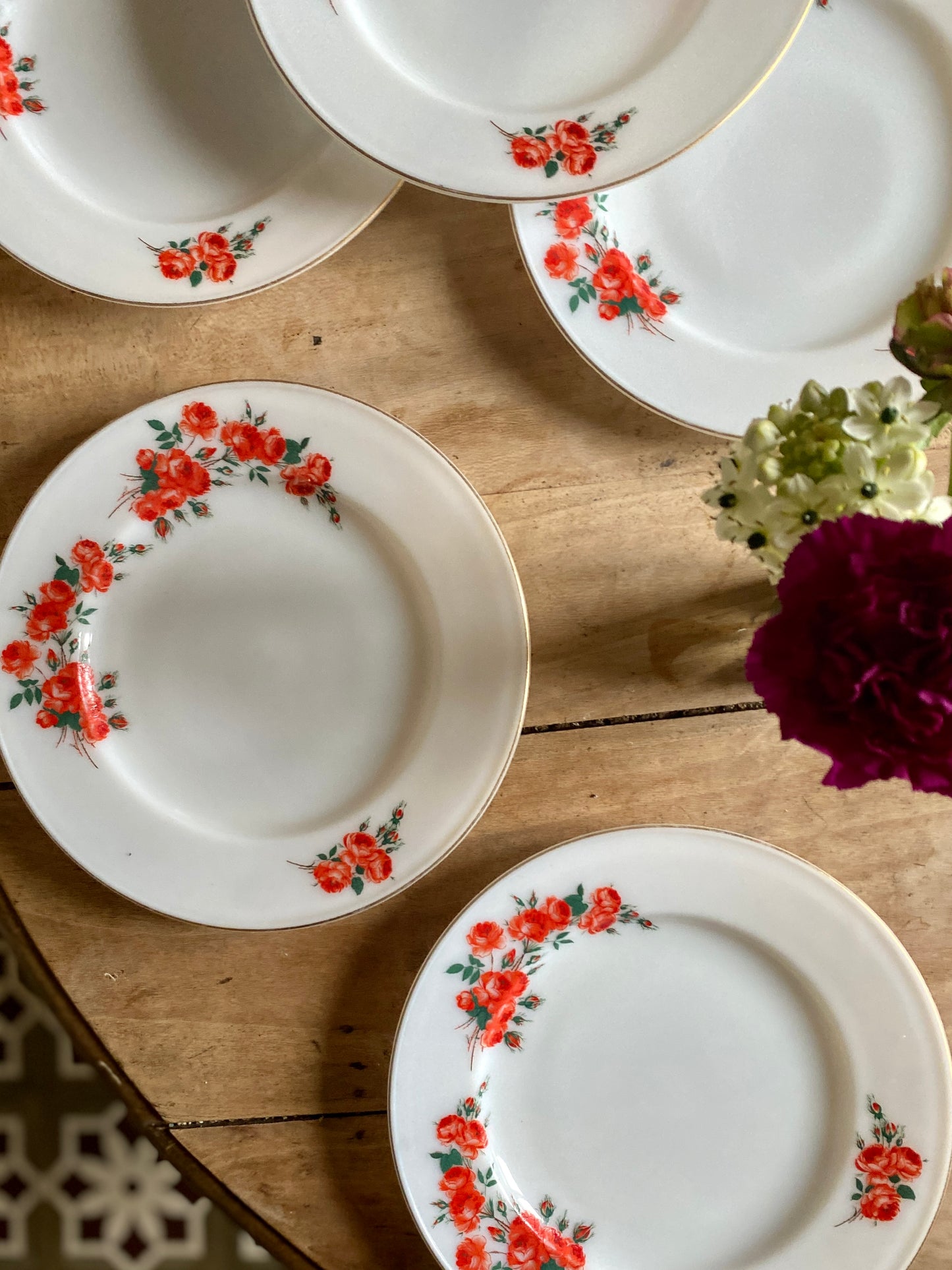 Lot de 6 assiettes à dessert vintage en pyrex