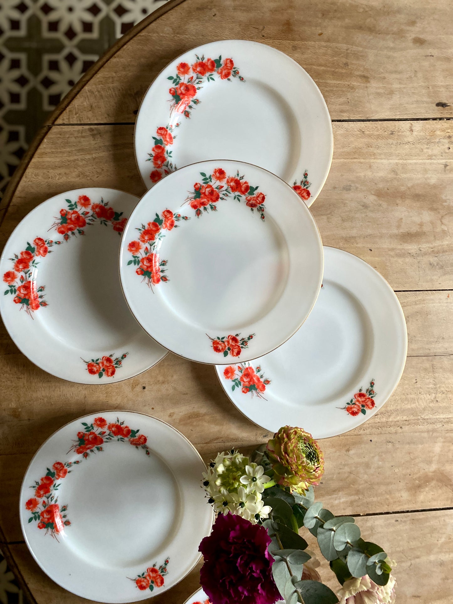 Lot de 6 assiettes à dessert vintage en pyrex