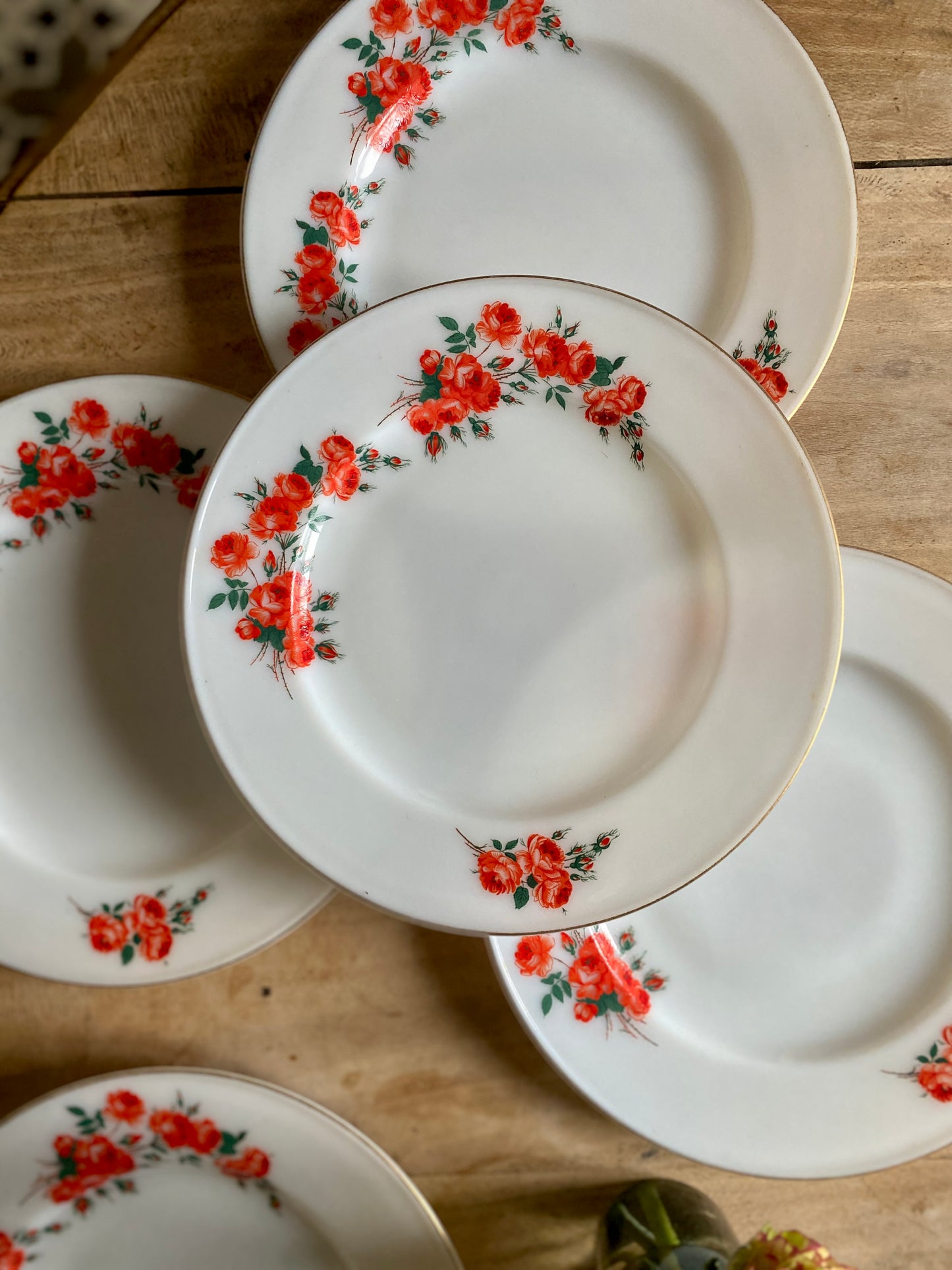 Lot de 6 assiettes à dessert vintage en pyrex