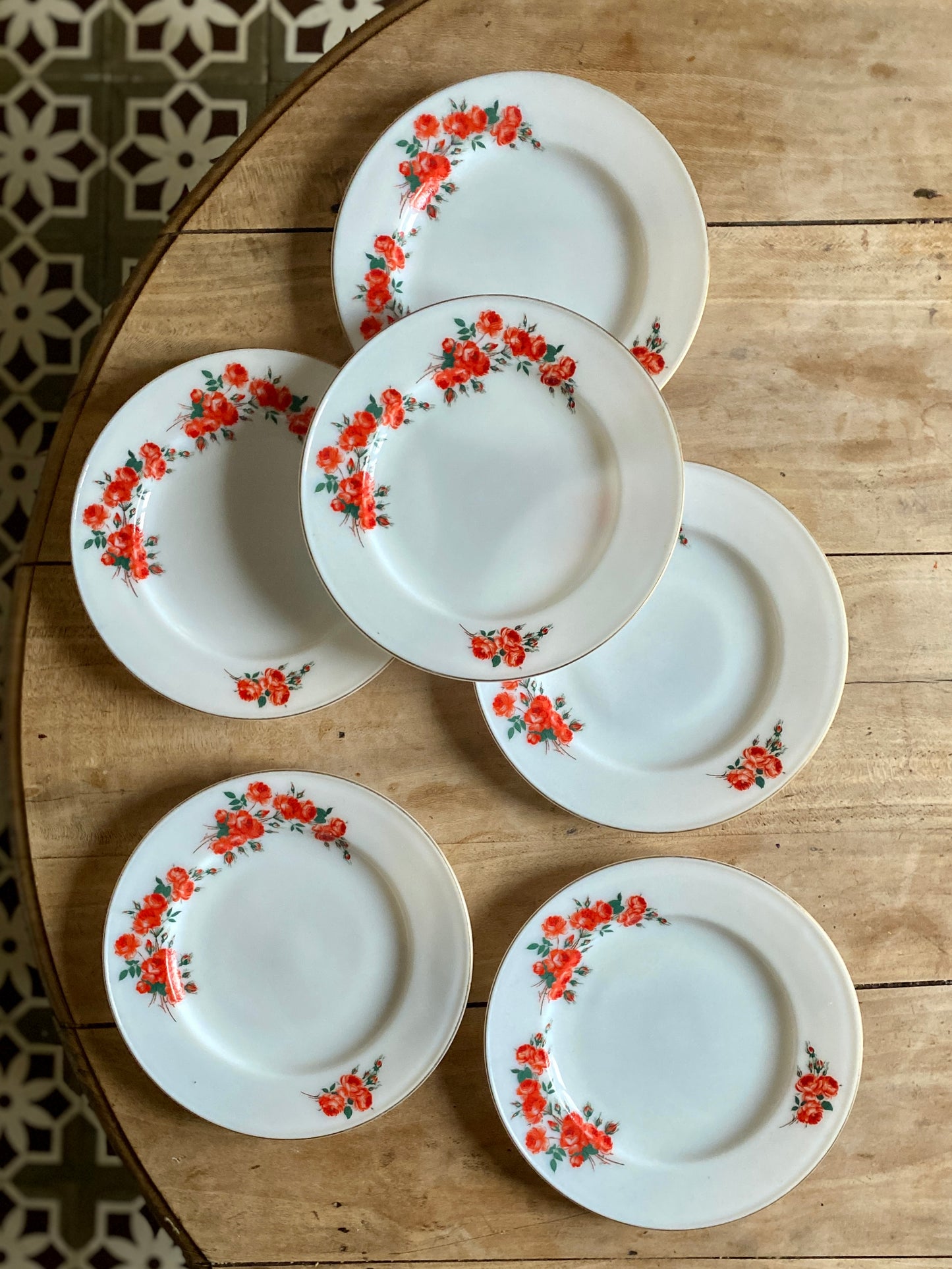 Lot de 6 assiettes à dessert vintage en pyrex