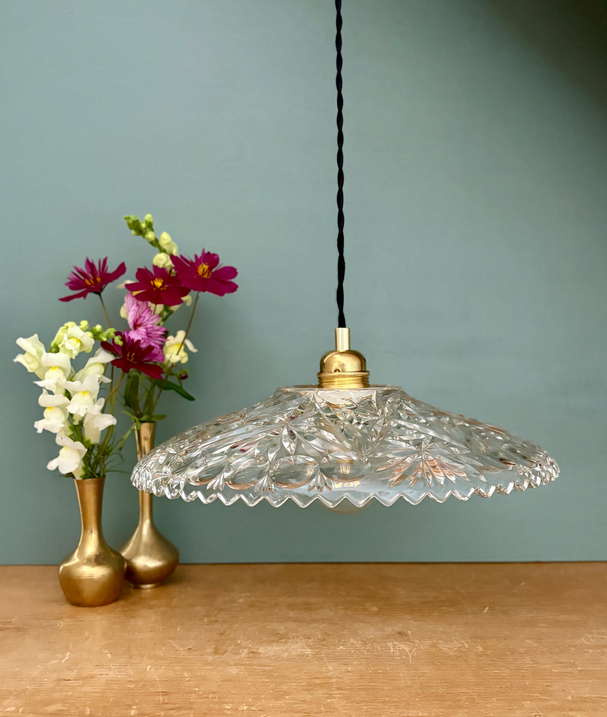 Suspension abat-jour vintage en verre - collection vaisselle (CV31) -