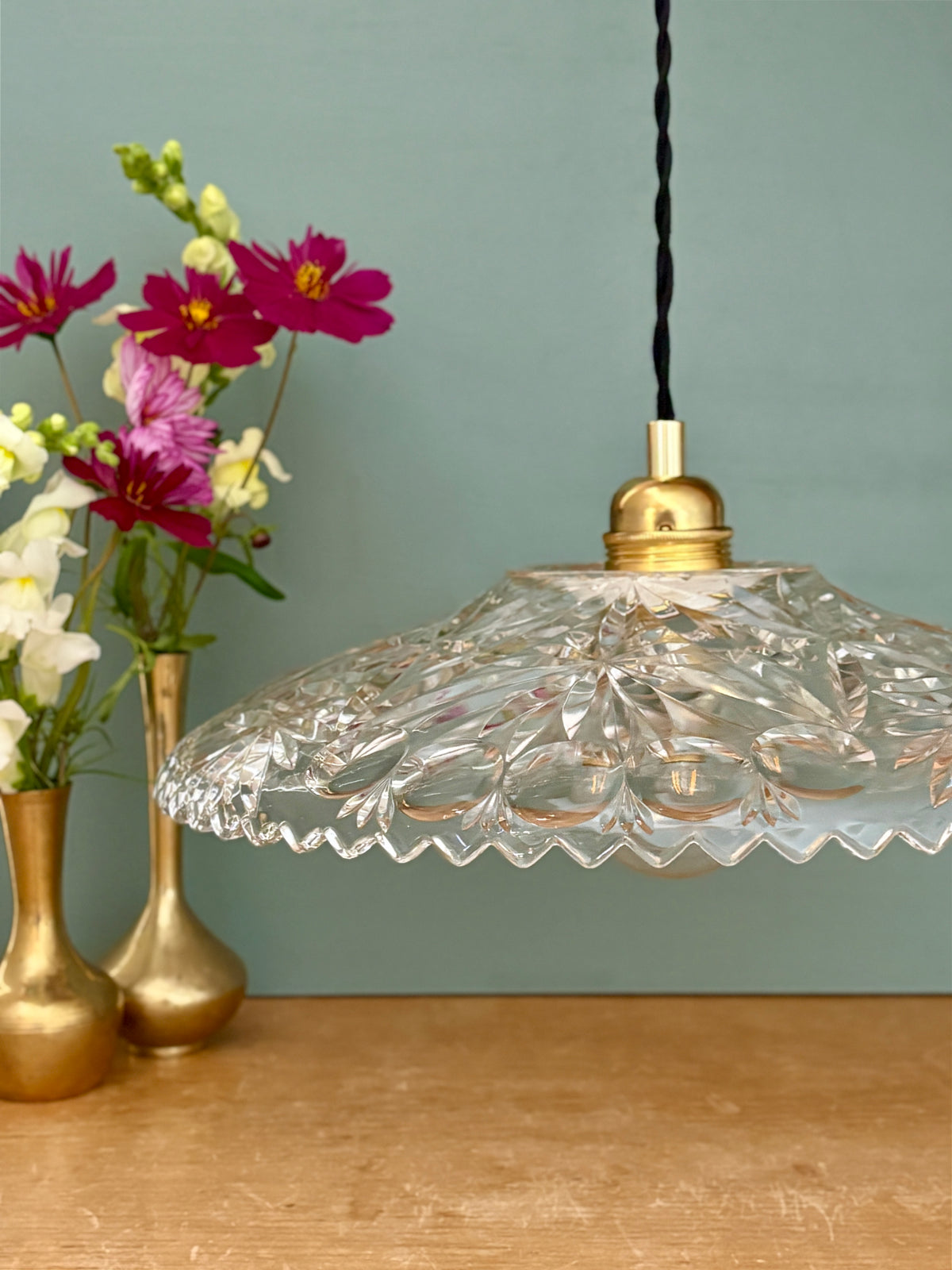 Suspension abat-jour vintage en verre - collection vaisselle (CV31) -