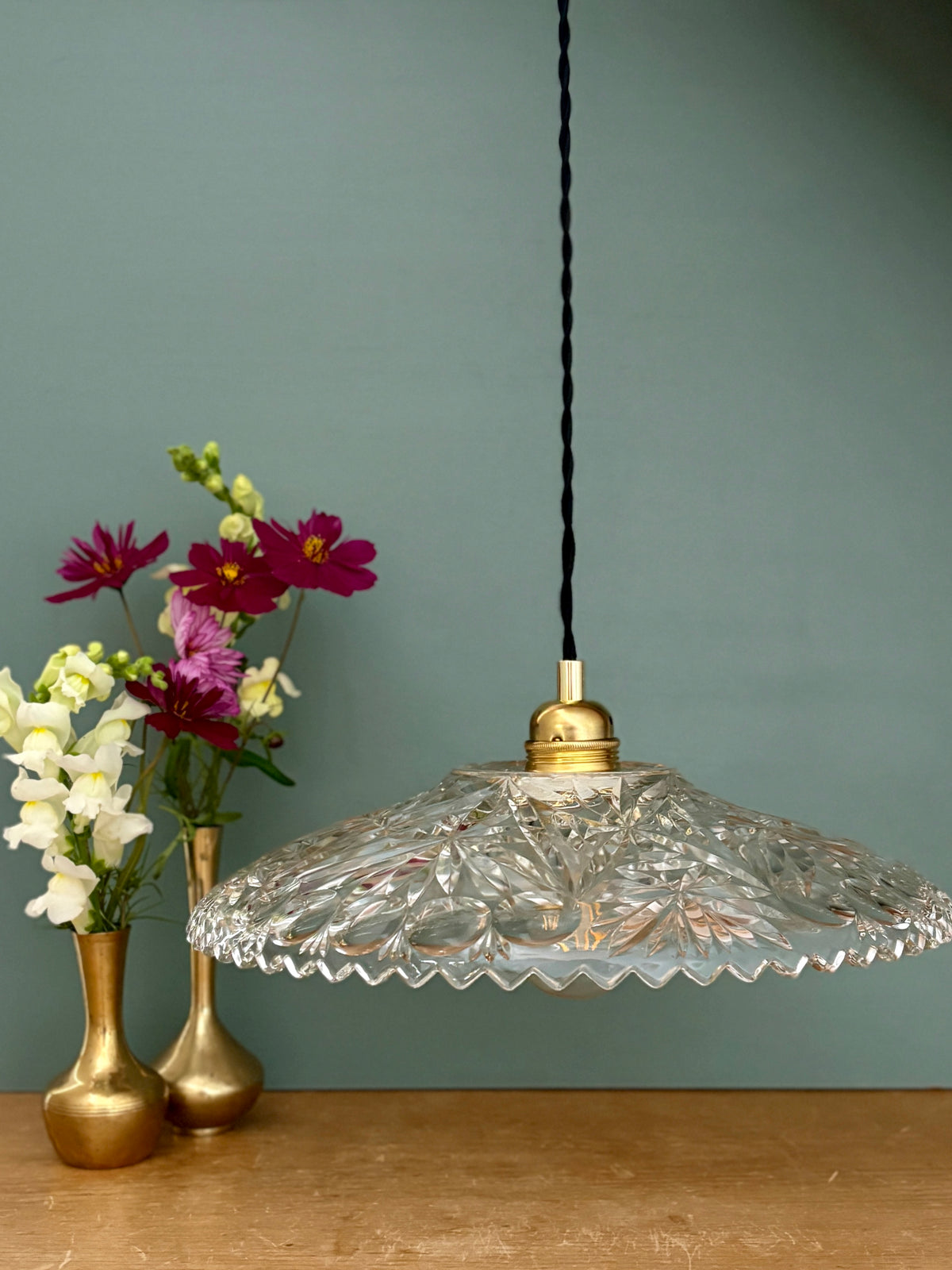 Suspension abat-jour vintage en verre - collection vaisselle (CV31) -