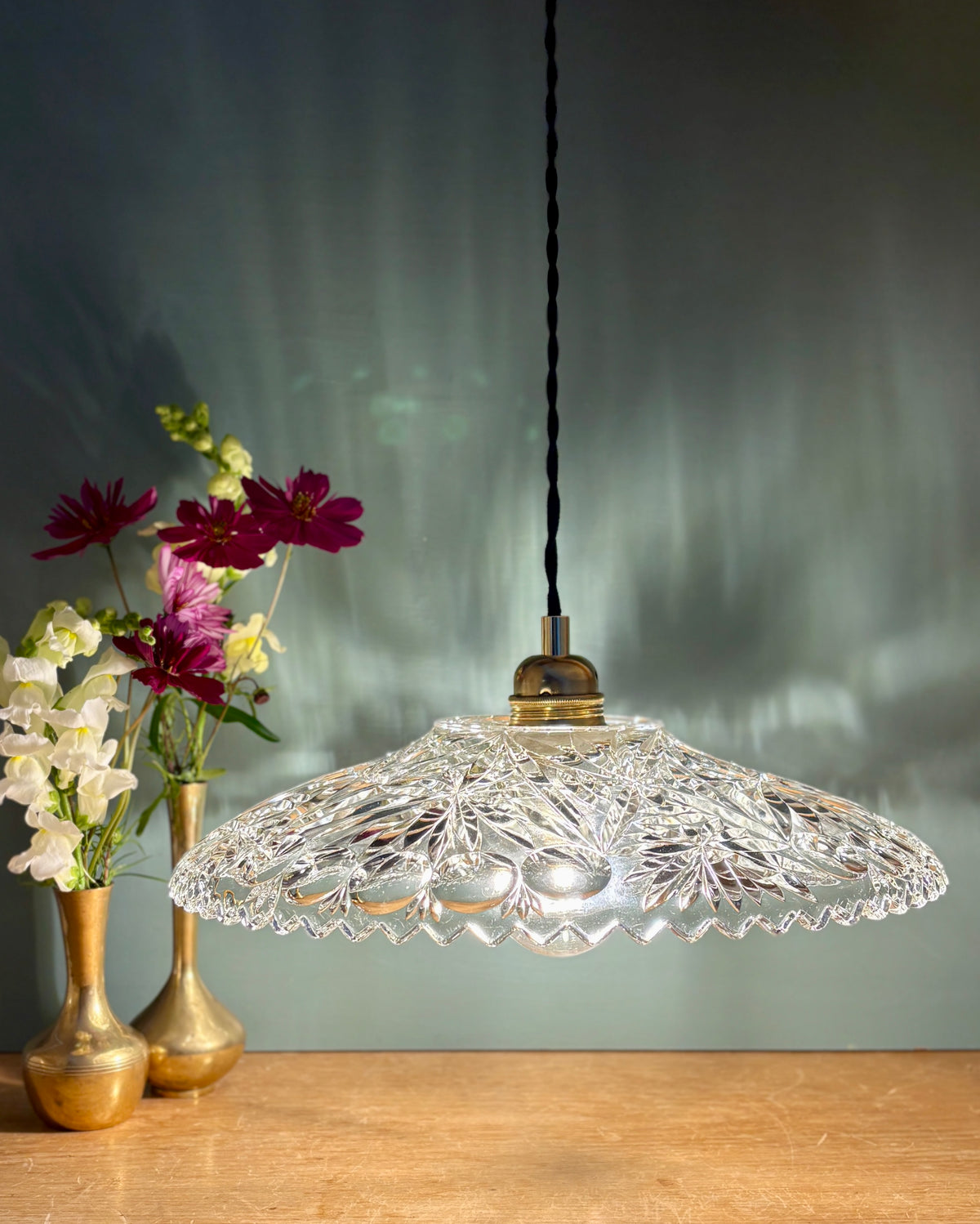 Suspension abat-jour vintage en verre - collection vaisselle (CV31) -