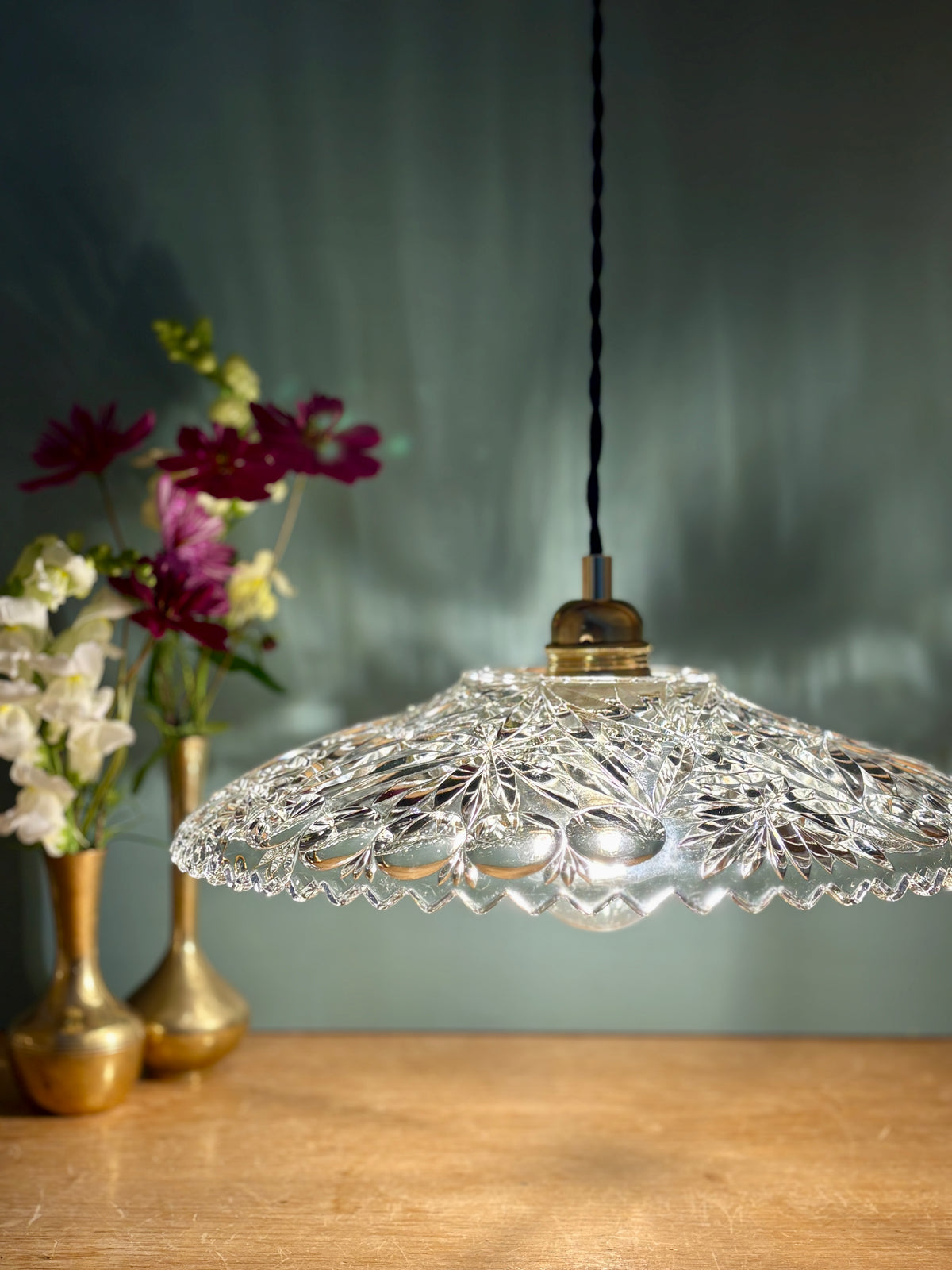 Suspension abat-jour vintage en verre - collection vaisselle (CV31) -