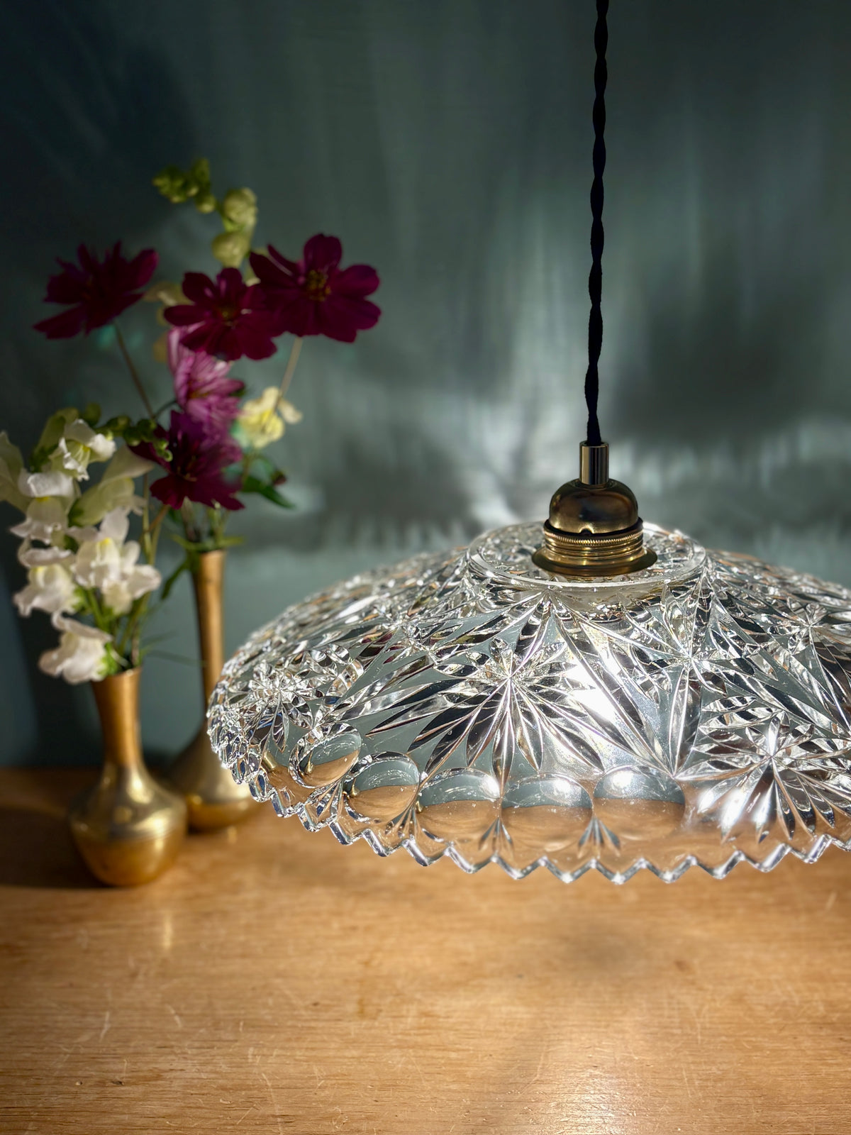 Suspension abat-jour vintage en verre - collection vaisselle (CV31) -