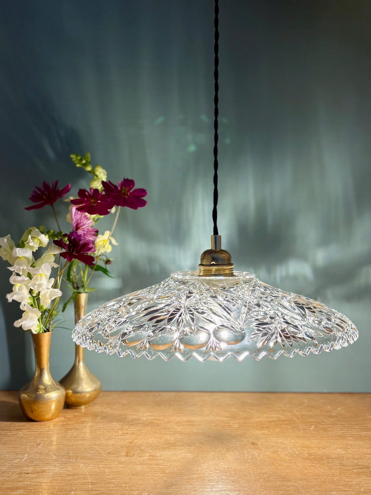 Suspension abat-jour vintage en verre - collection vaisselle (CV31) -