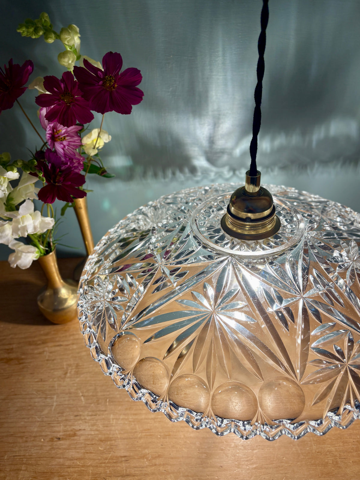 Suspension abat-jour vintage en verre - collection vaisselle (CV31) -