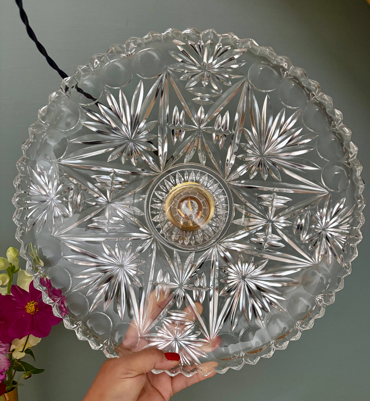 Suspension abat-jour vintage en verre - collection vaisselle (CV31) -
