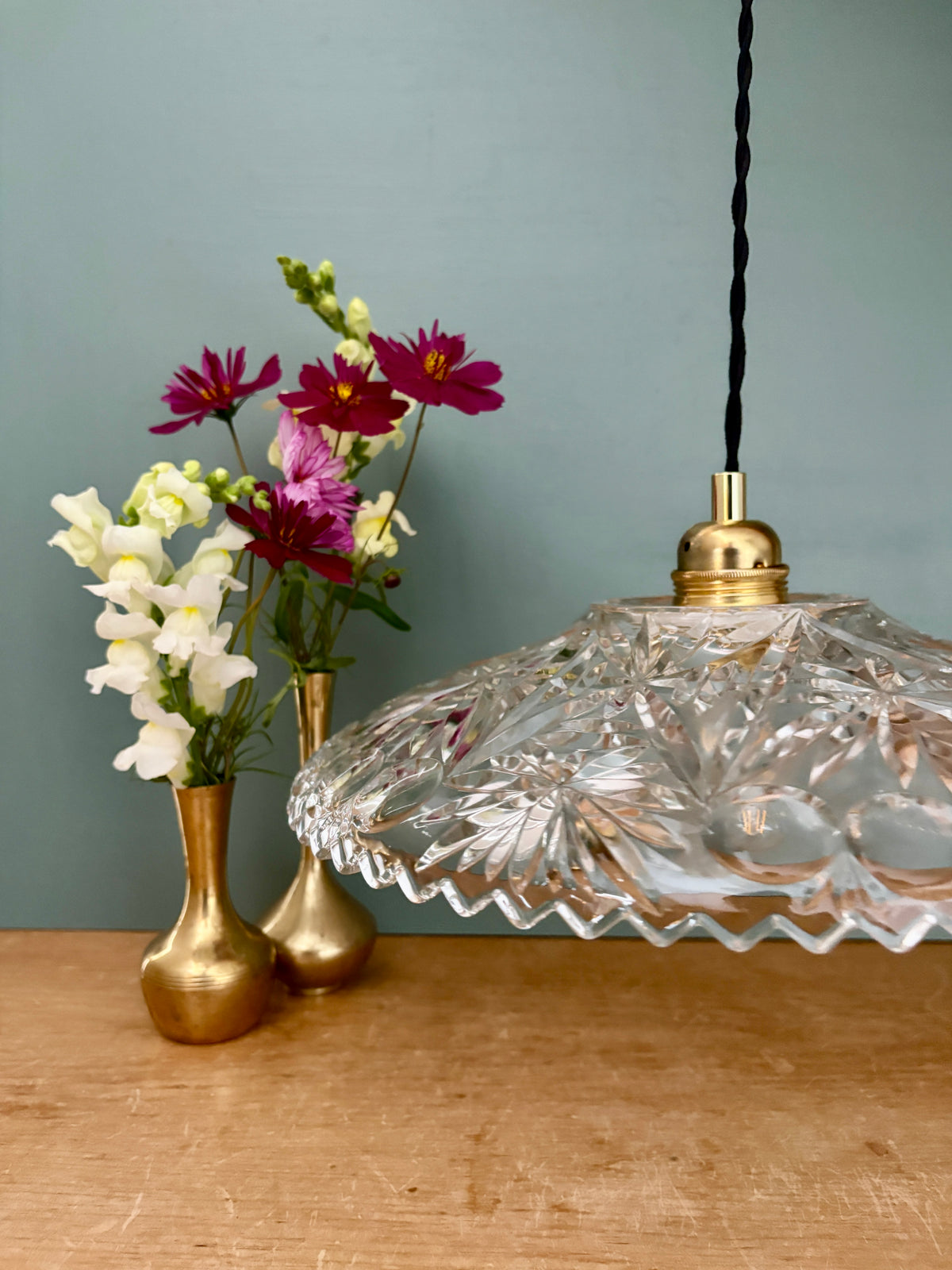 Suspension abat-jour vintage en verre - collection vaisselle (CV31) -