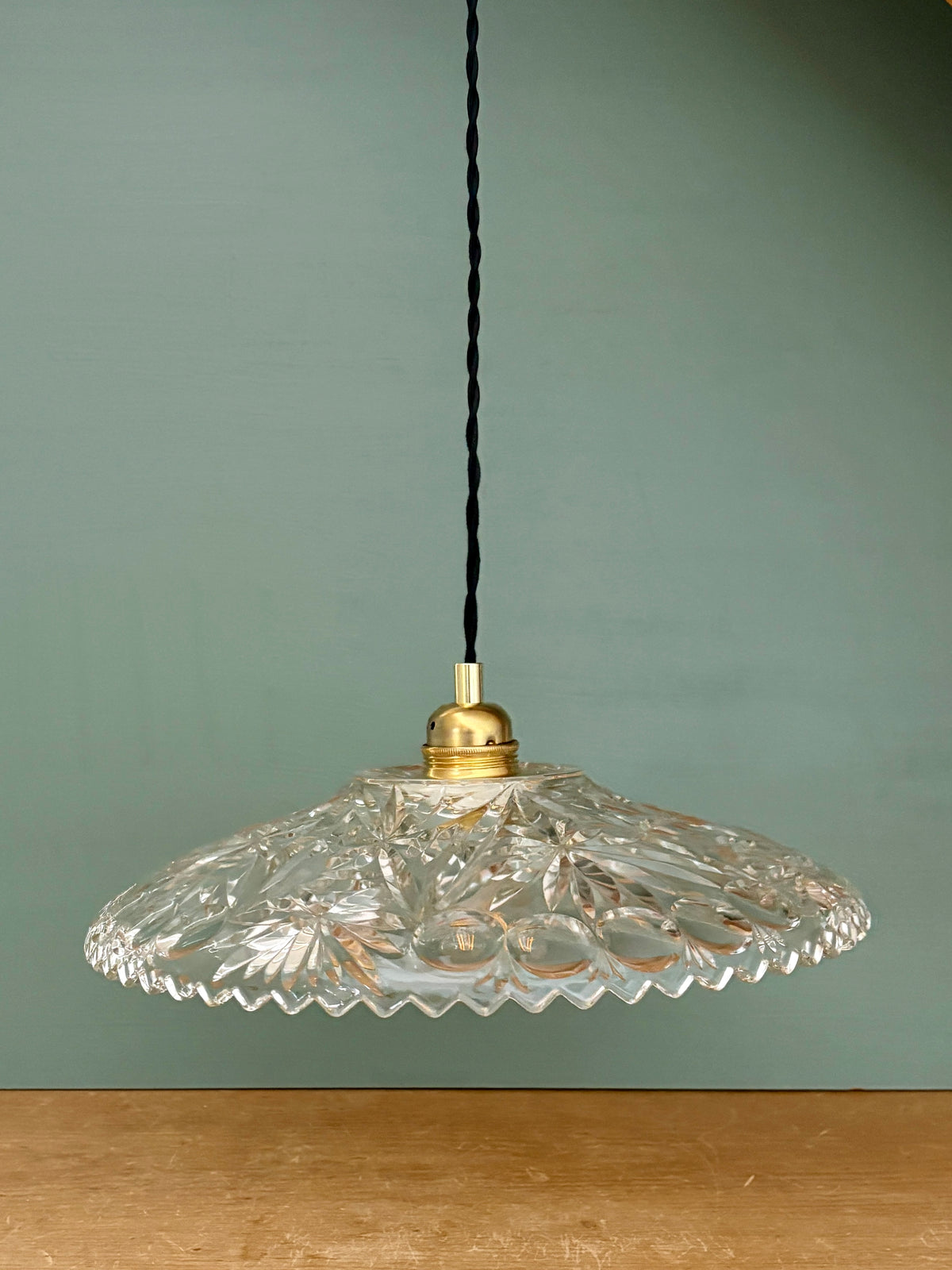 Suspension abat-jour vintage en verre - collection vaisselle (CV31) -