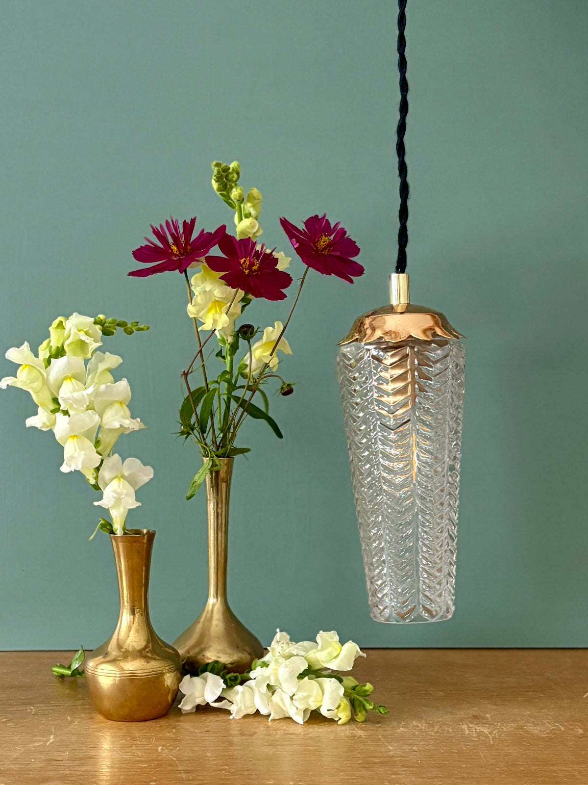 Suspension tulipe épis vintage en verre (SE11)