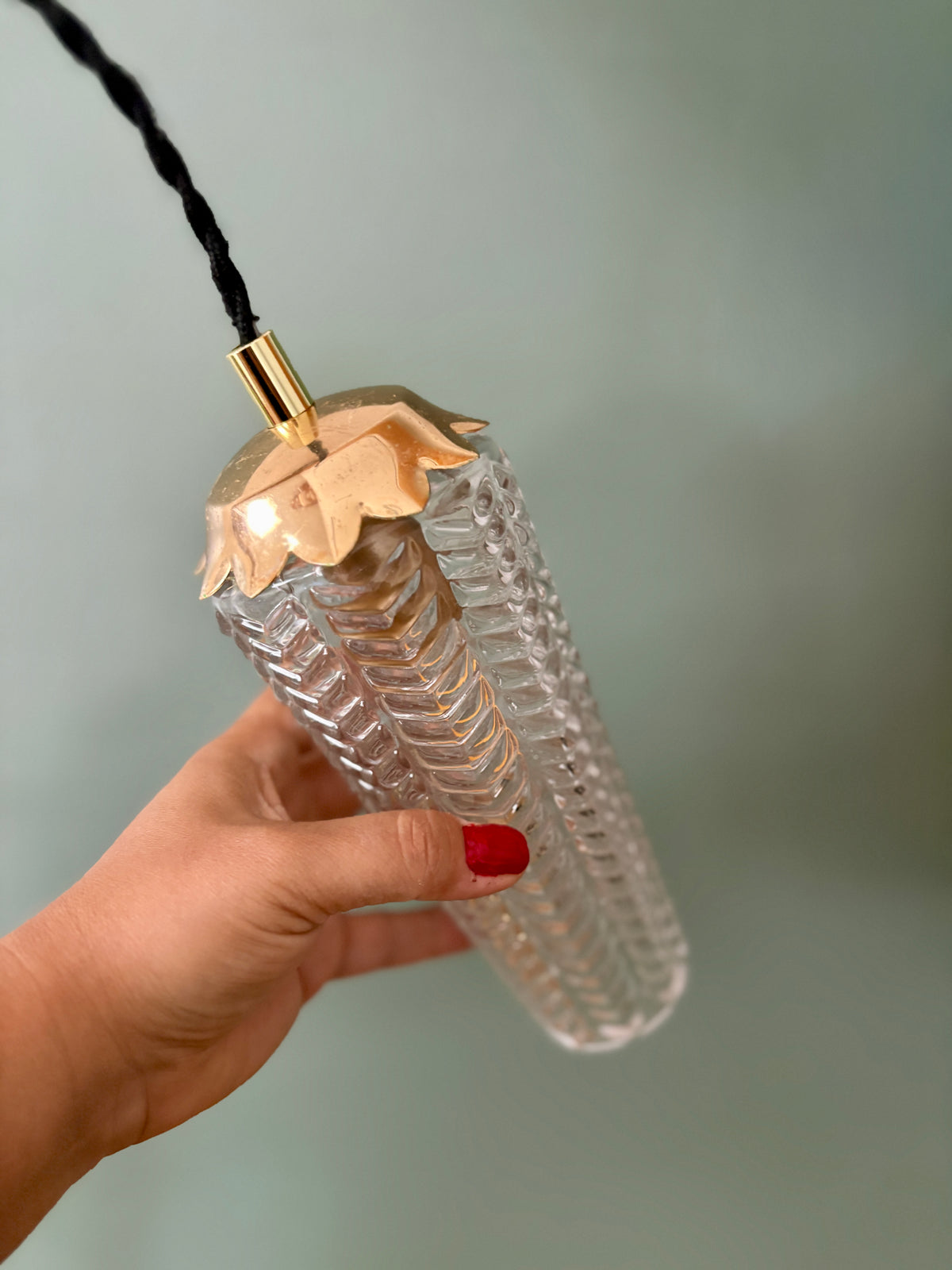 Suspension tulipe épis vintage en verre (SE11)