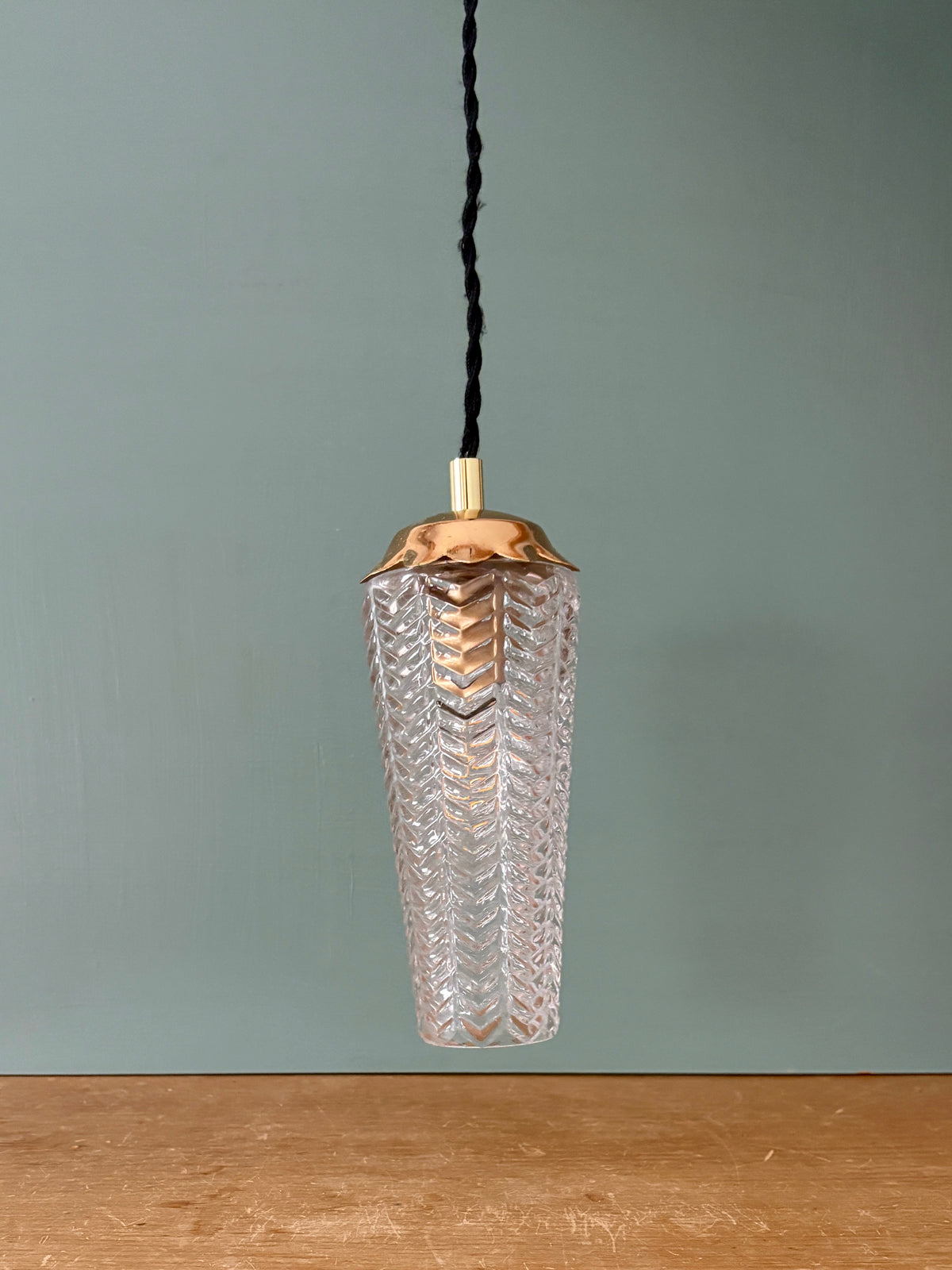 Suspension tulipe épis vintage en verre (SE11)
