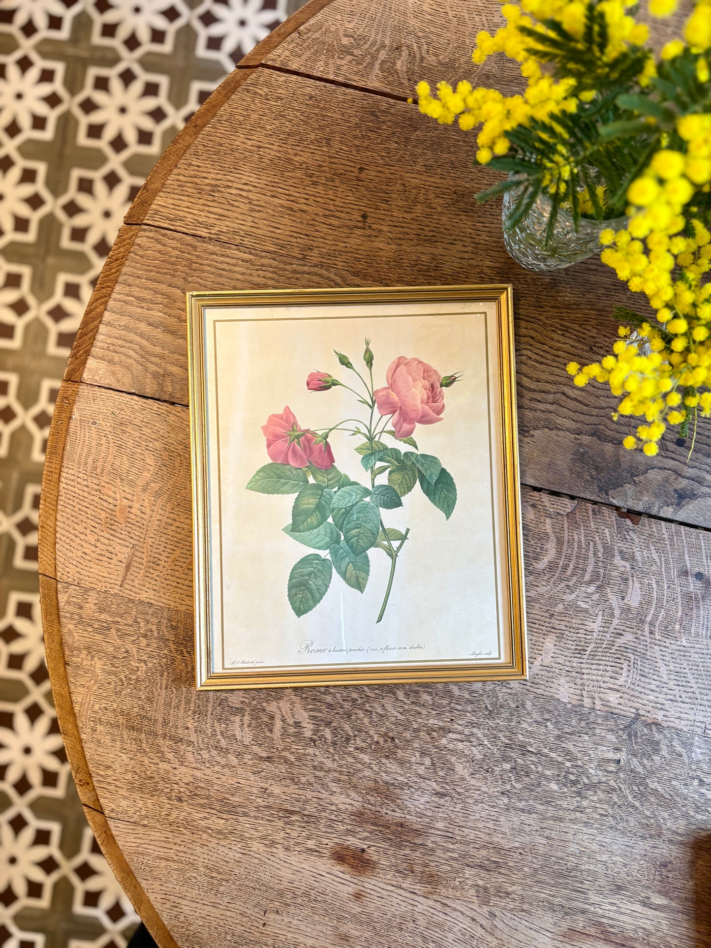 Cadre ancien roses Redouté