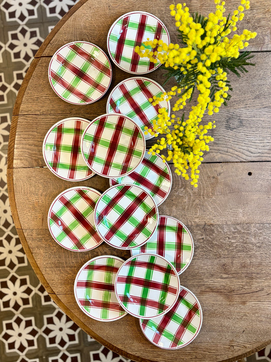Lot de 12 assiettes dessert anciennes, modèle Sousse de Digoin Sarreguemines