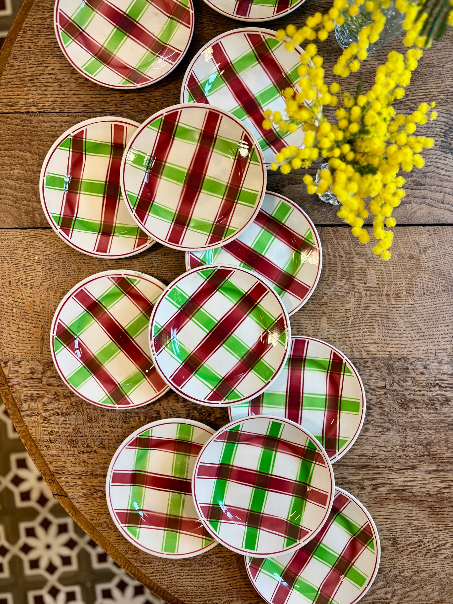 Lot de 12 assiettes dessert anciennes, modèle Sousse de Digoin Sarreguemines