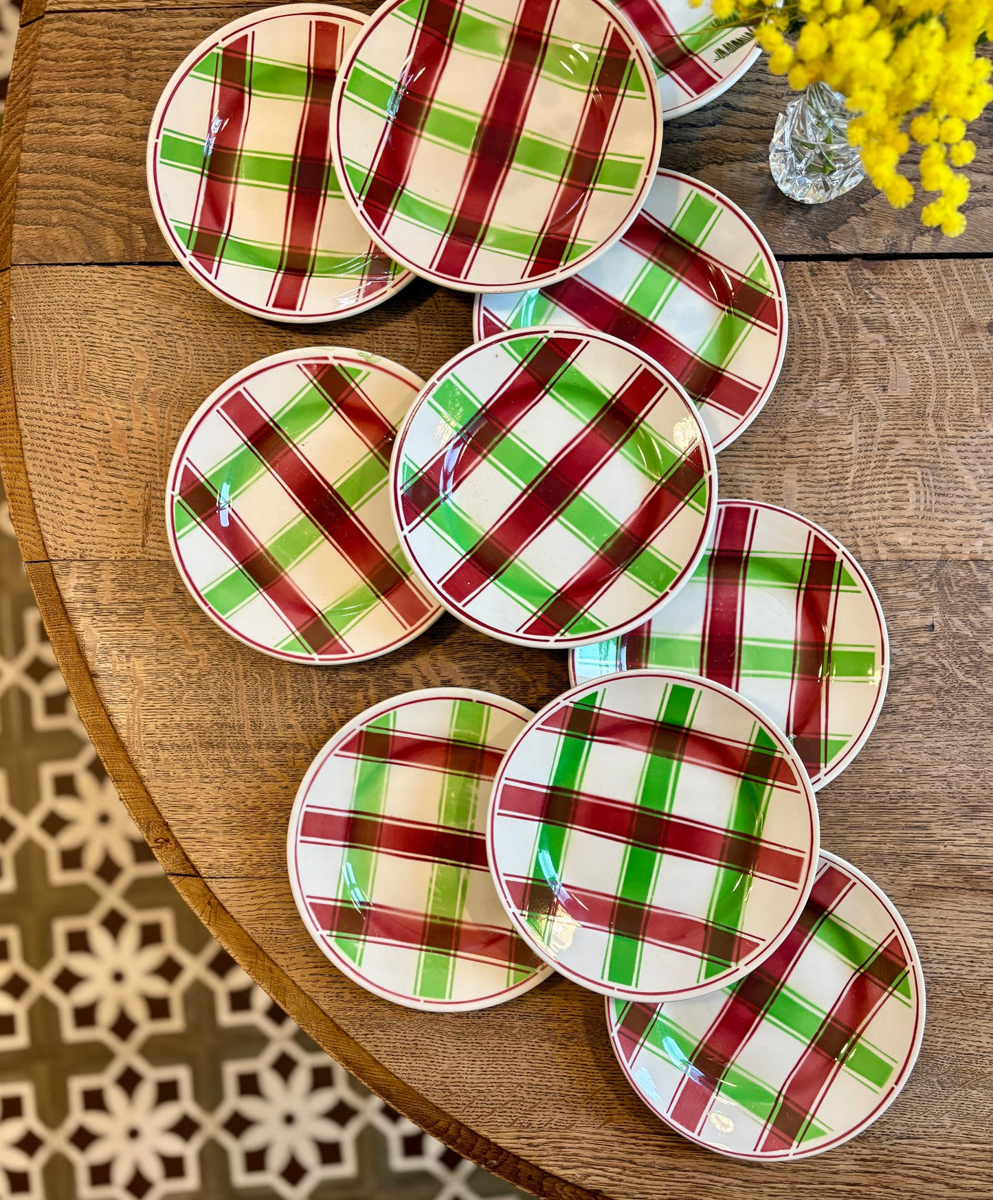 Lot de 12 assiettes dessert anciennes, modèle Sousse de Digoin Sarreguemines