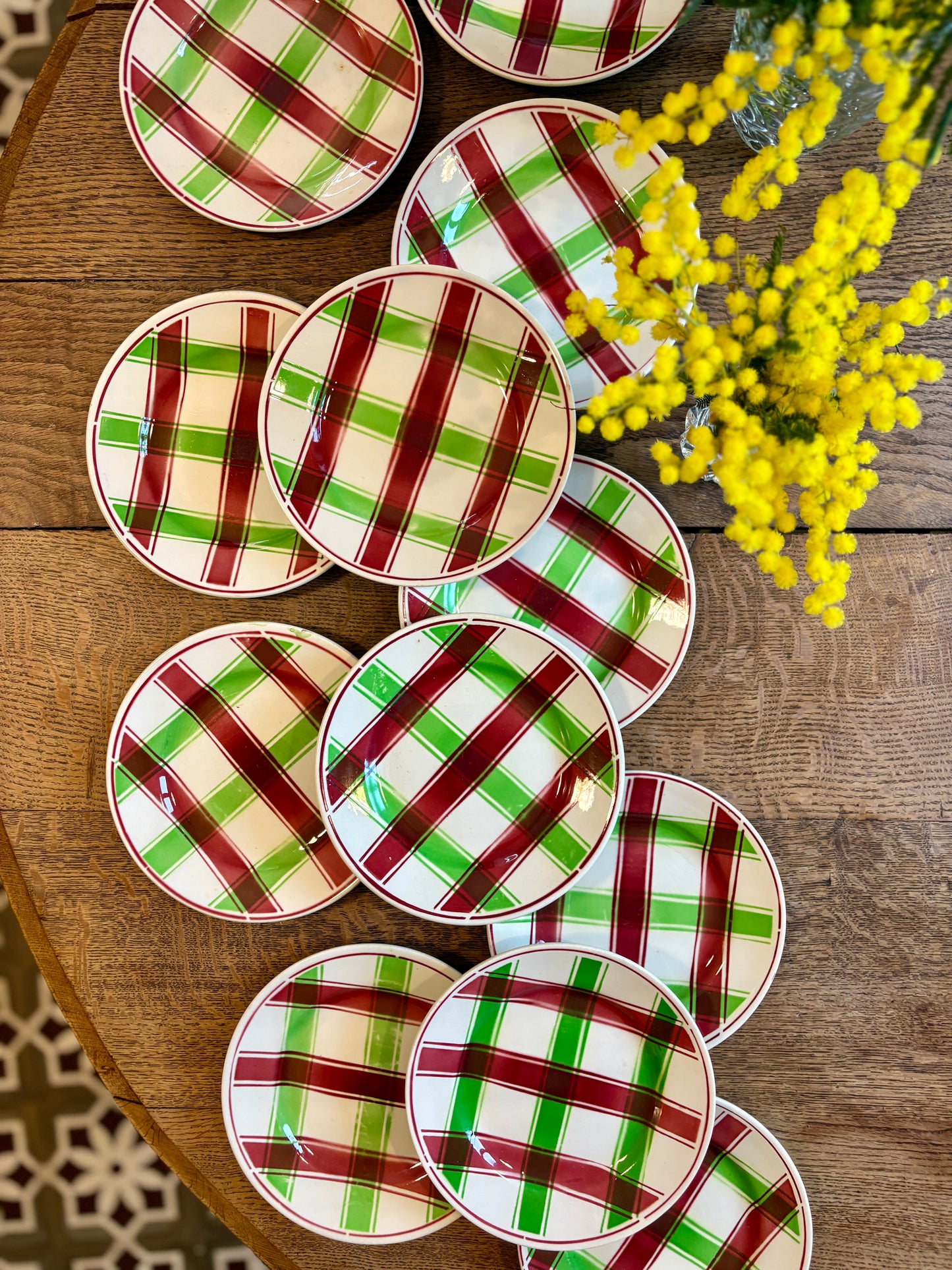 Lot de 12 assiettes dessert anciennes, modèle Sousse de Digoin Sarreguemines