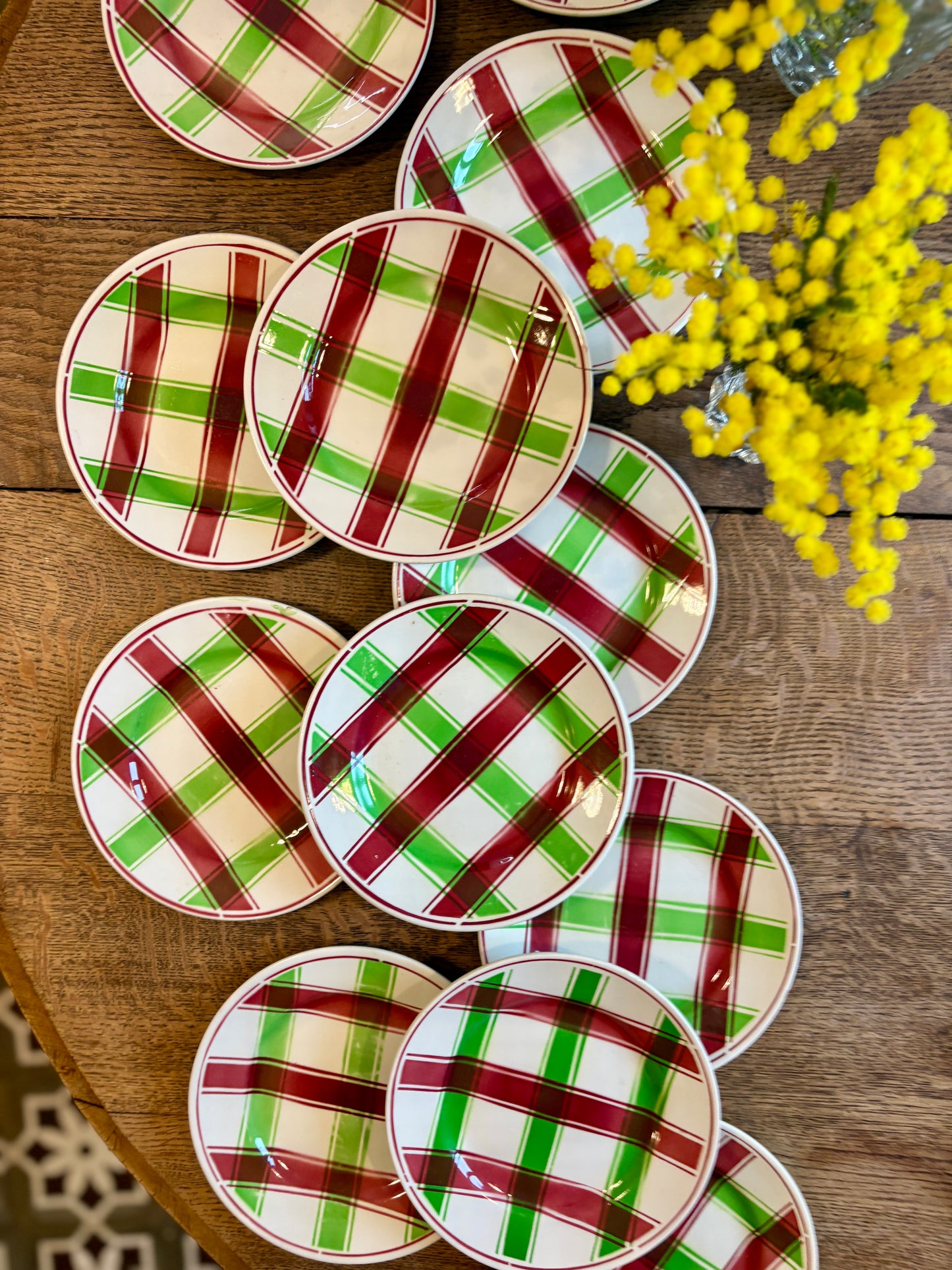 Lot de 12 assiettes dessert anciennes, modèle Sousse de Digoin Sarreguemines