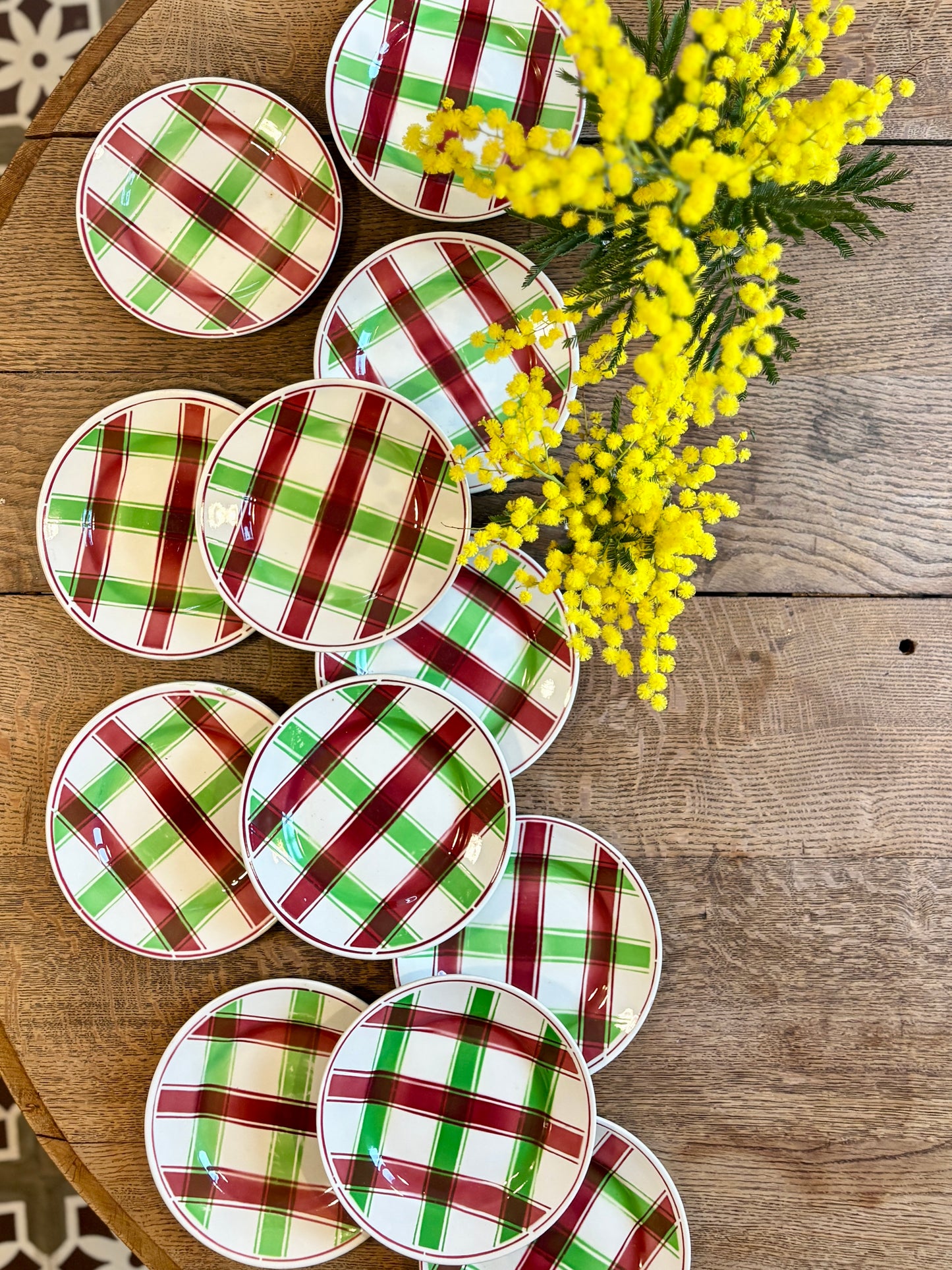 Lot de 12 assiettes dessert anciennes, modèle Sousse de Digoin Sarreguemines