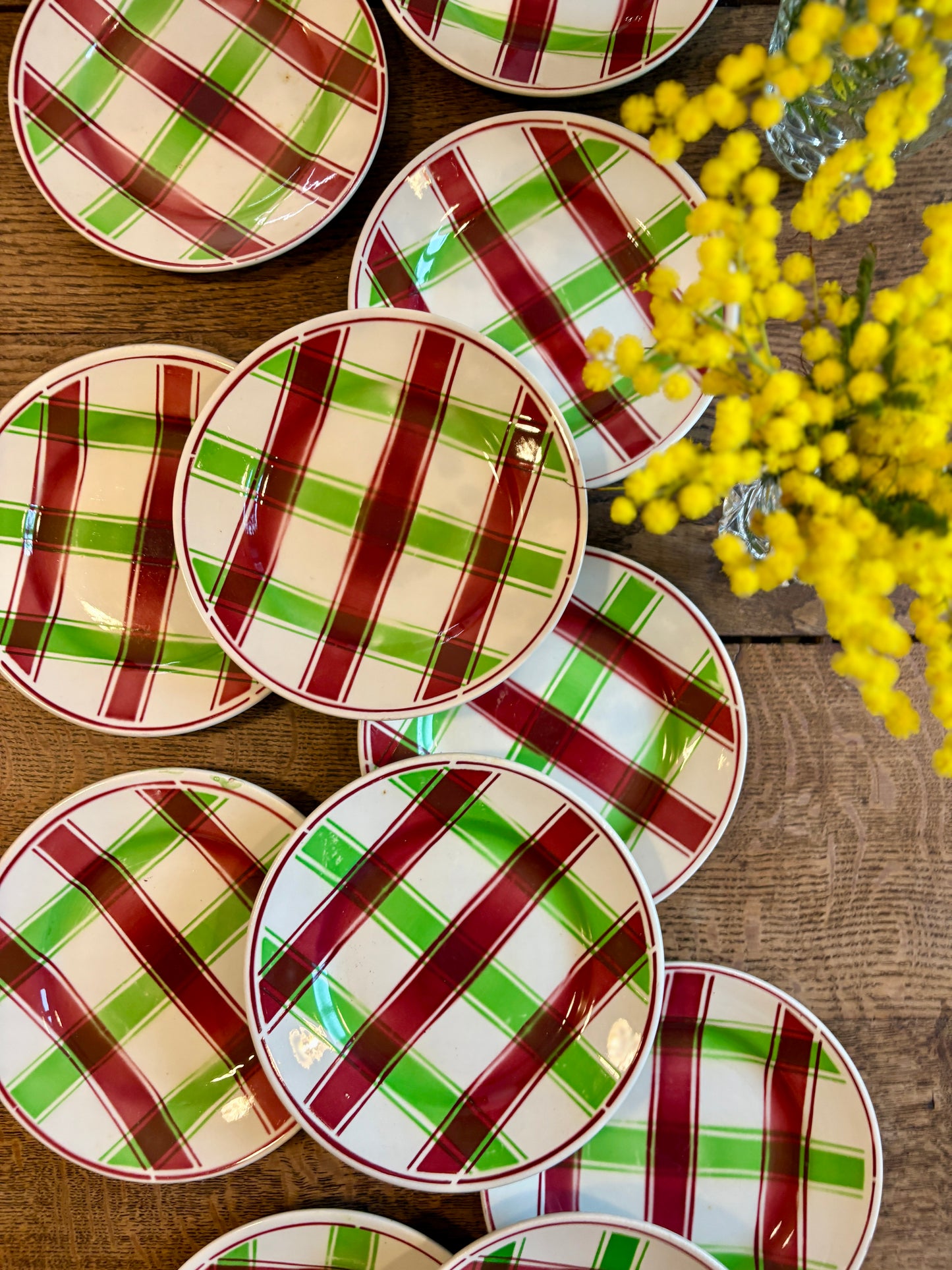 Lot de 12 assiettes dessert anciennes, modèle Sousse de Digoin Sarreguemines